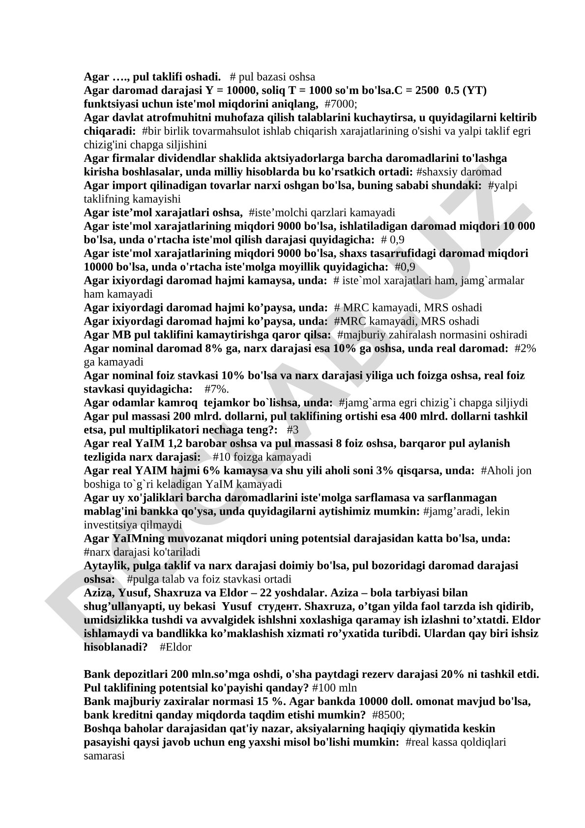 Makroiqtisodiyot test savollari