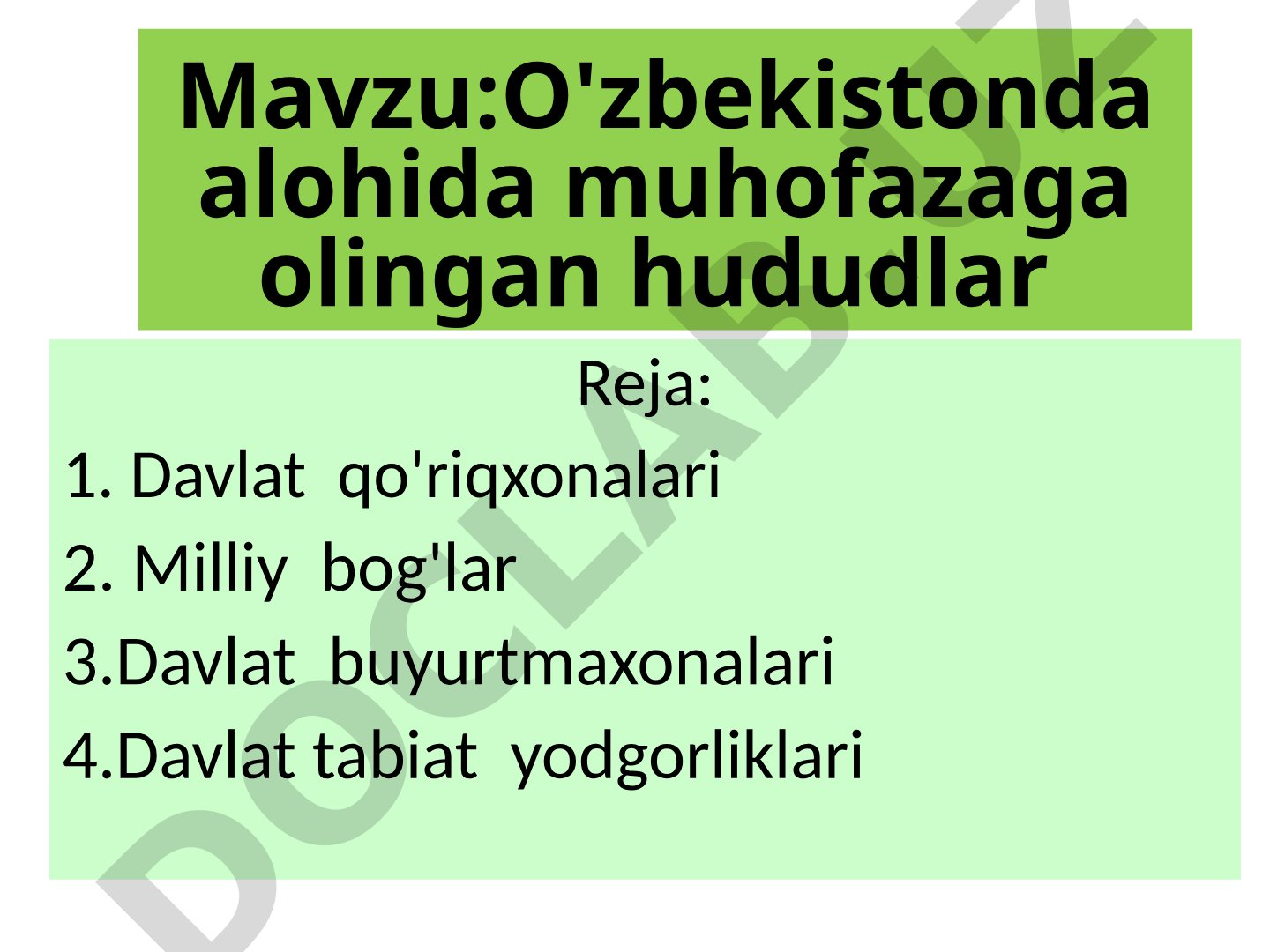 O'zbekistonda alohida muhofazaga olingan hududlar