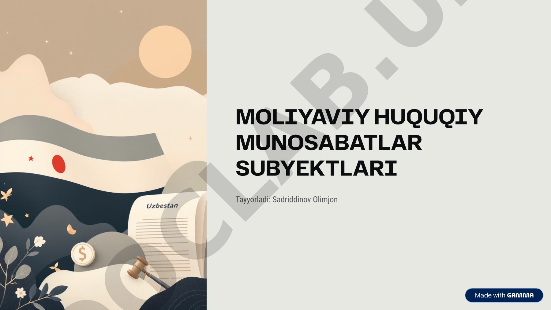 Moliyaviy huquqiy munosabatlar subyektlari