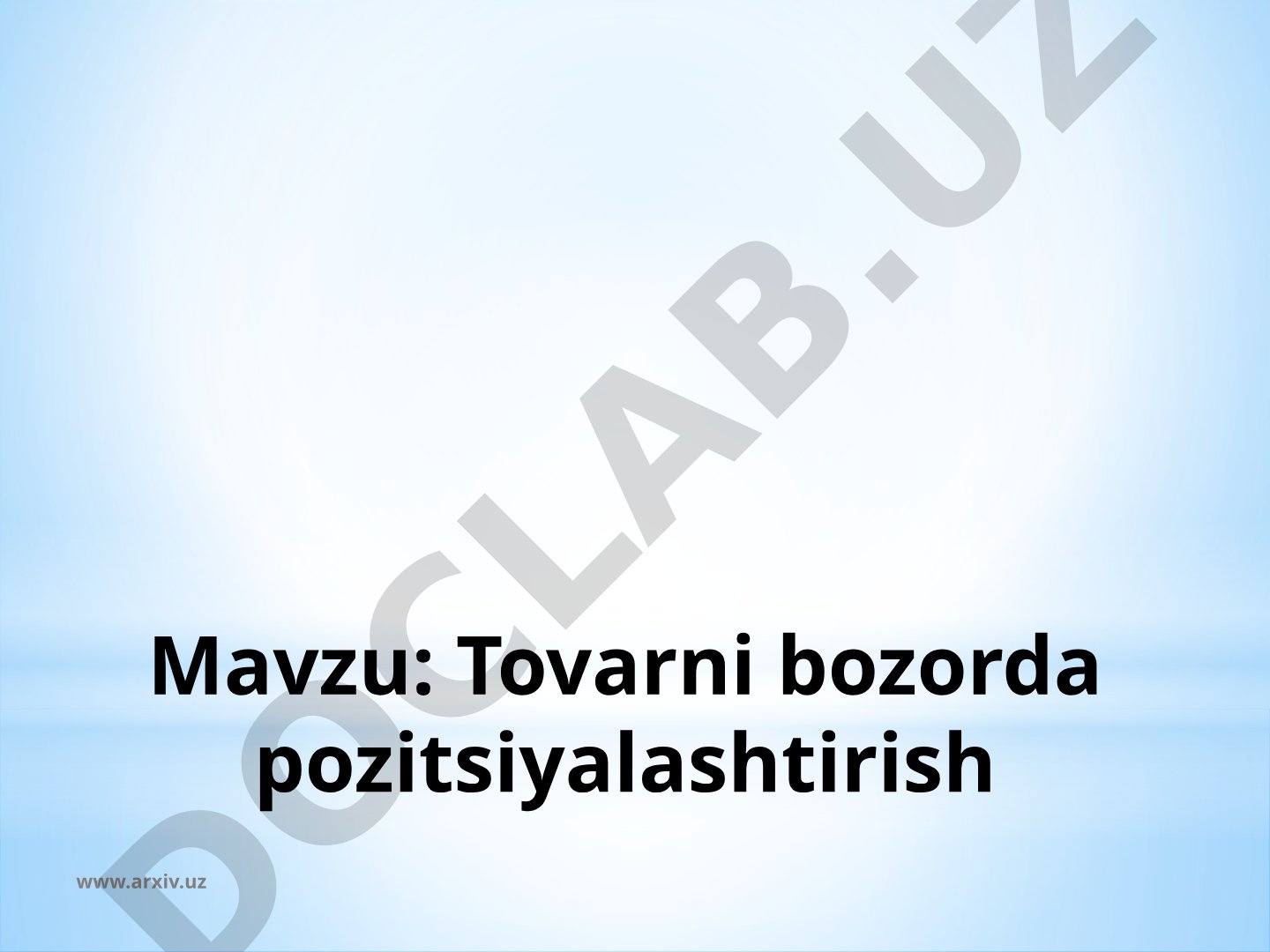 Bozor iqtisodiyotiga o'tish davri va uning O'zbekistondagi xususiyatlari haqida taqdimot