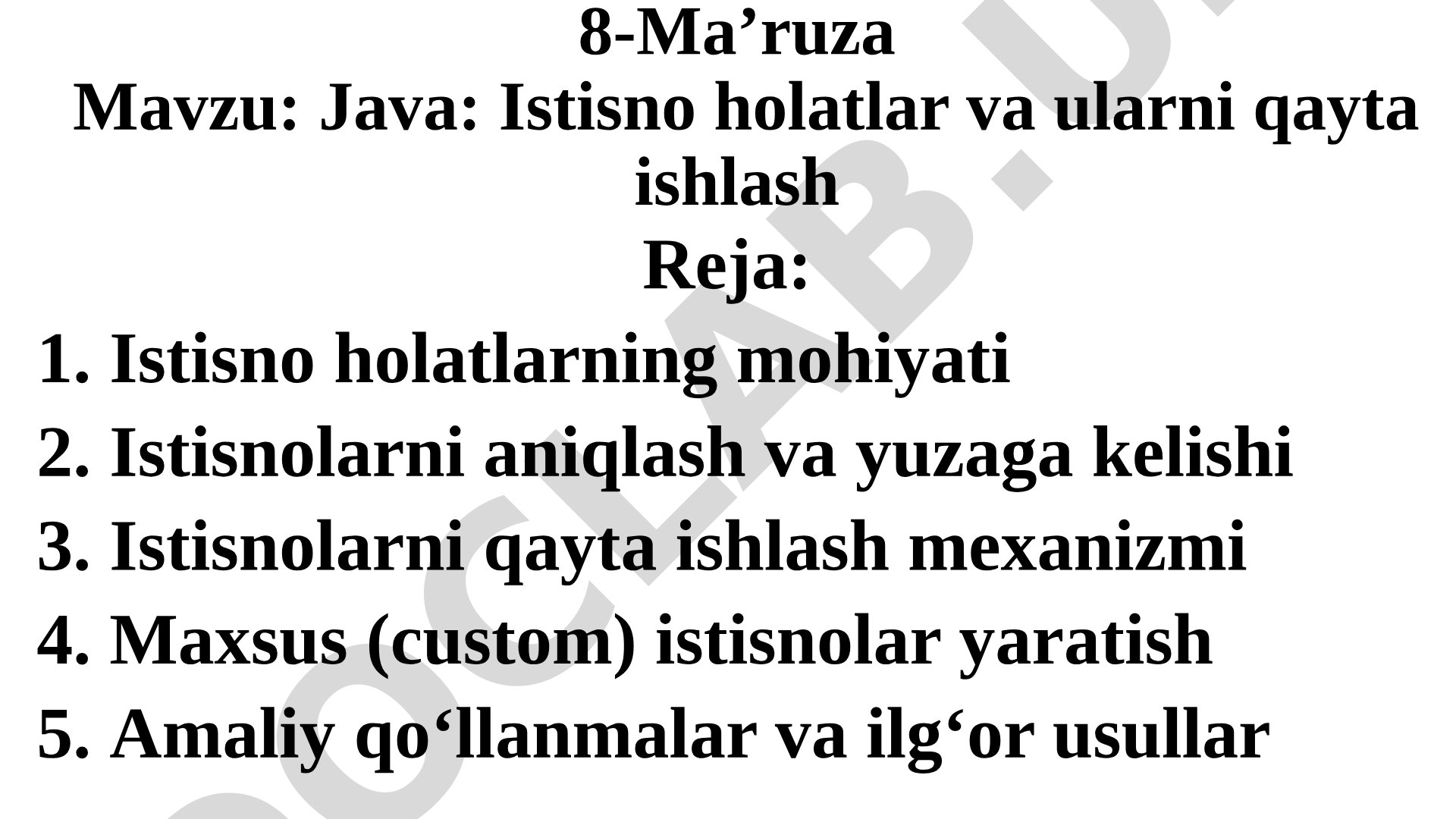 Java: Istisno holatlar va ularni qayta ishlash