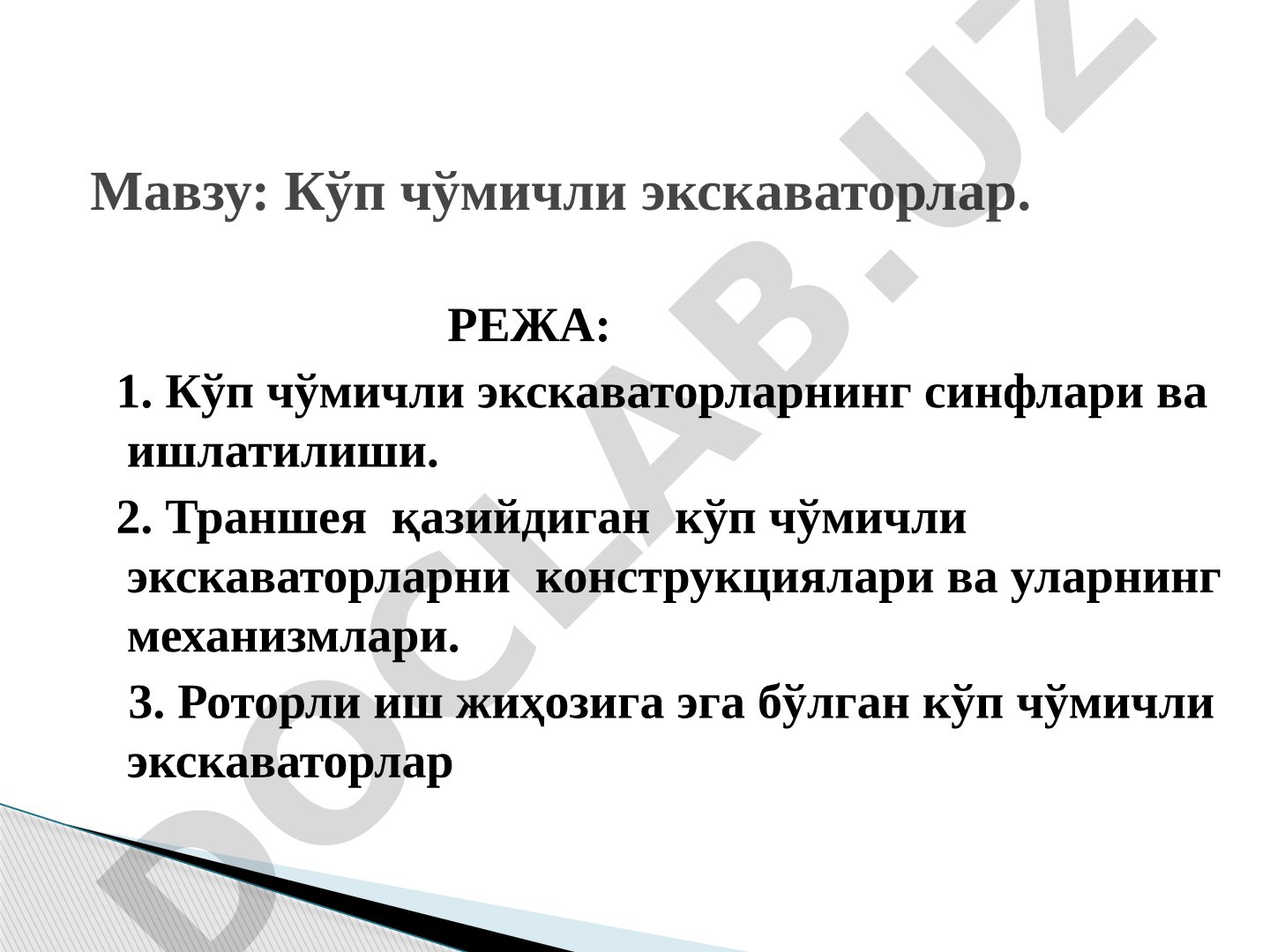 Кўп чўмичли экскаваторлар