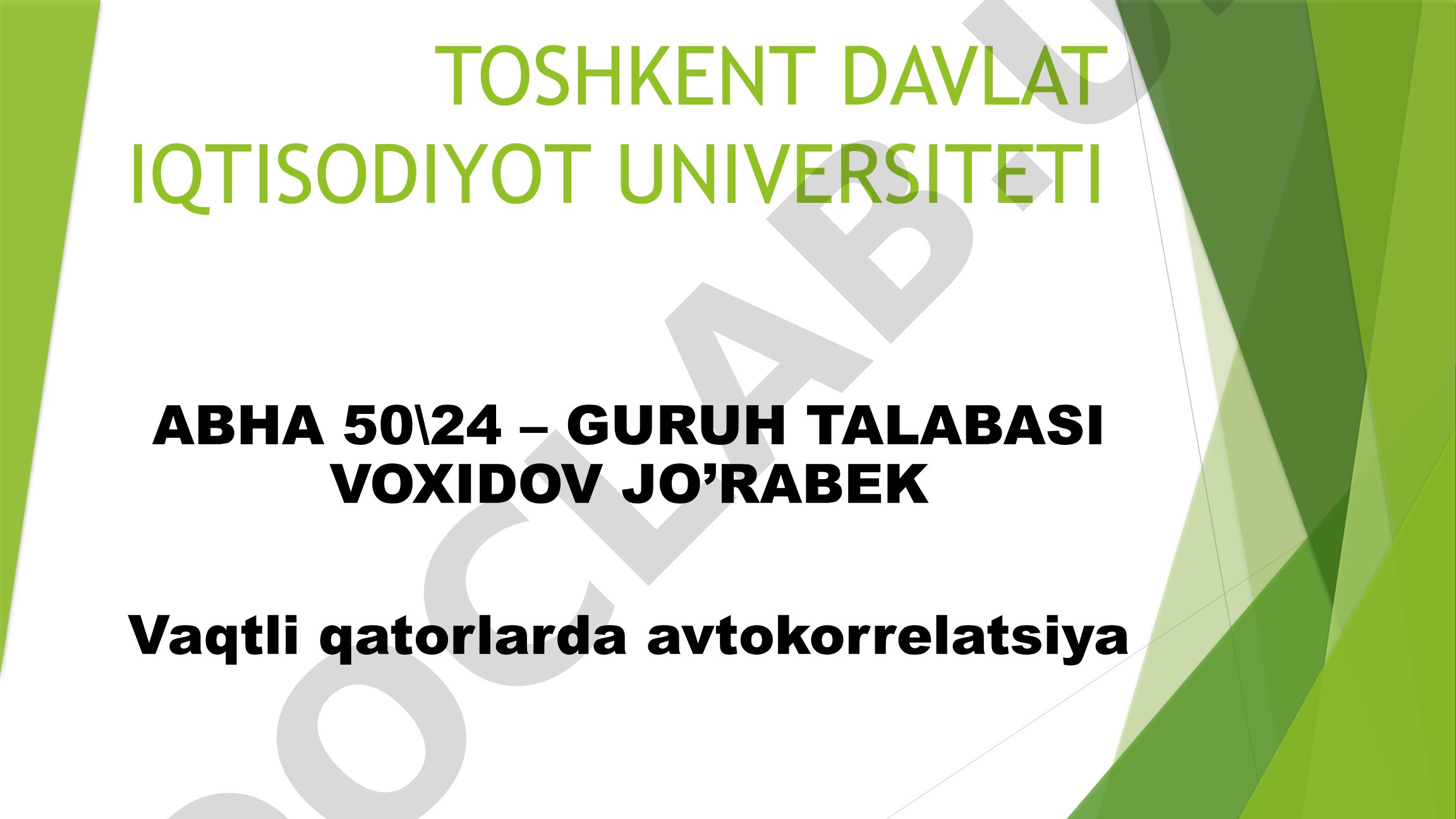 Vaqtli qatorlarda avtokorrelatsiya