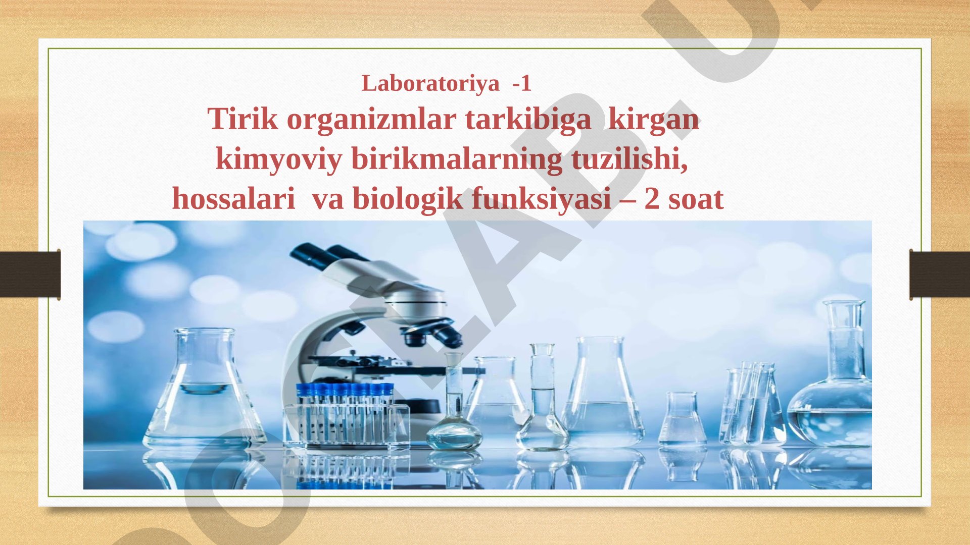 Tirik organizmlar tarkibiga kirgan kimyoviy birikmalarning tuzilishi, hossalari va biologik funksiyasi