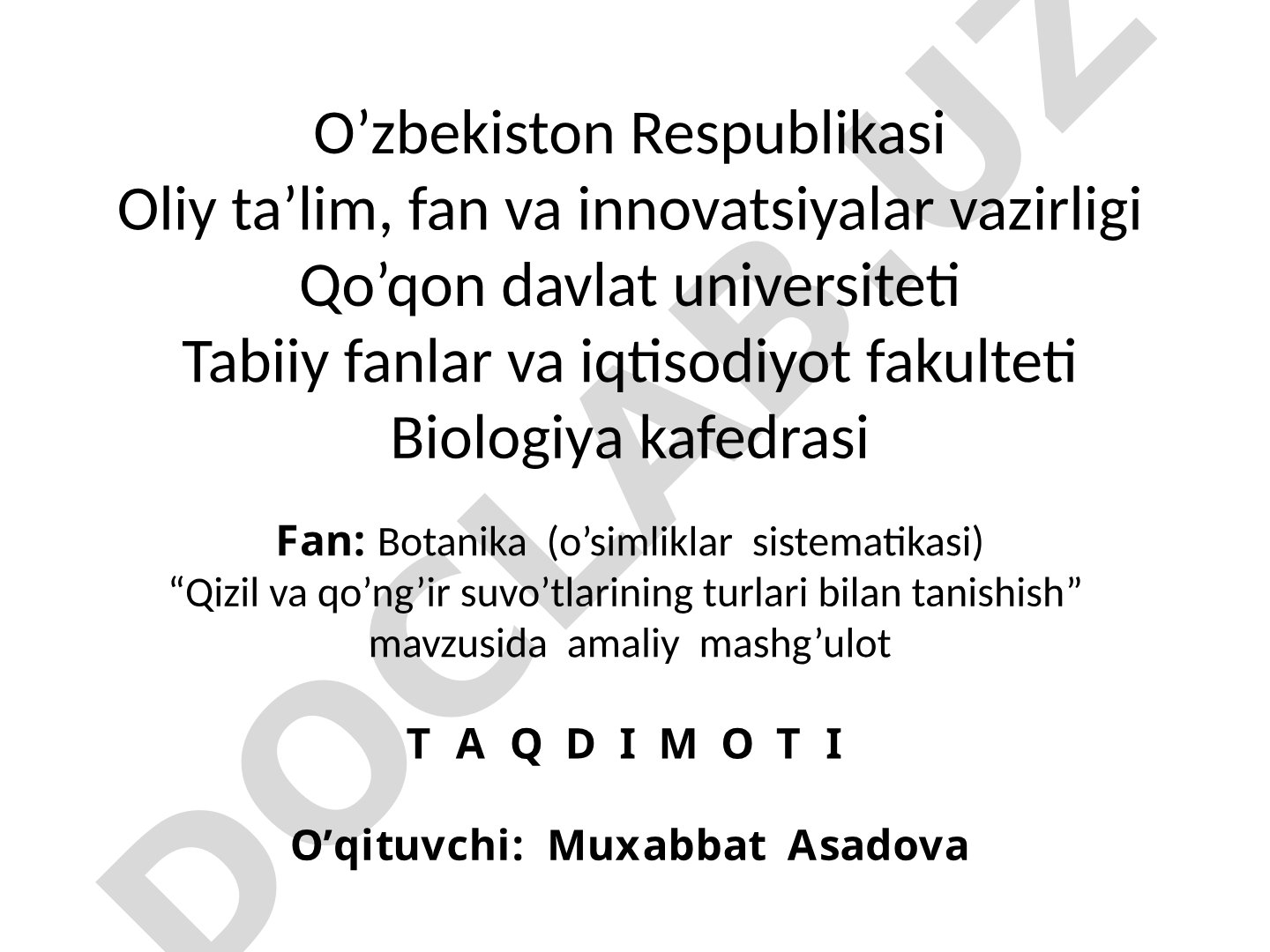 Qizil va qo’ng’ir suvo’tlarining turlari bilan tanishish