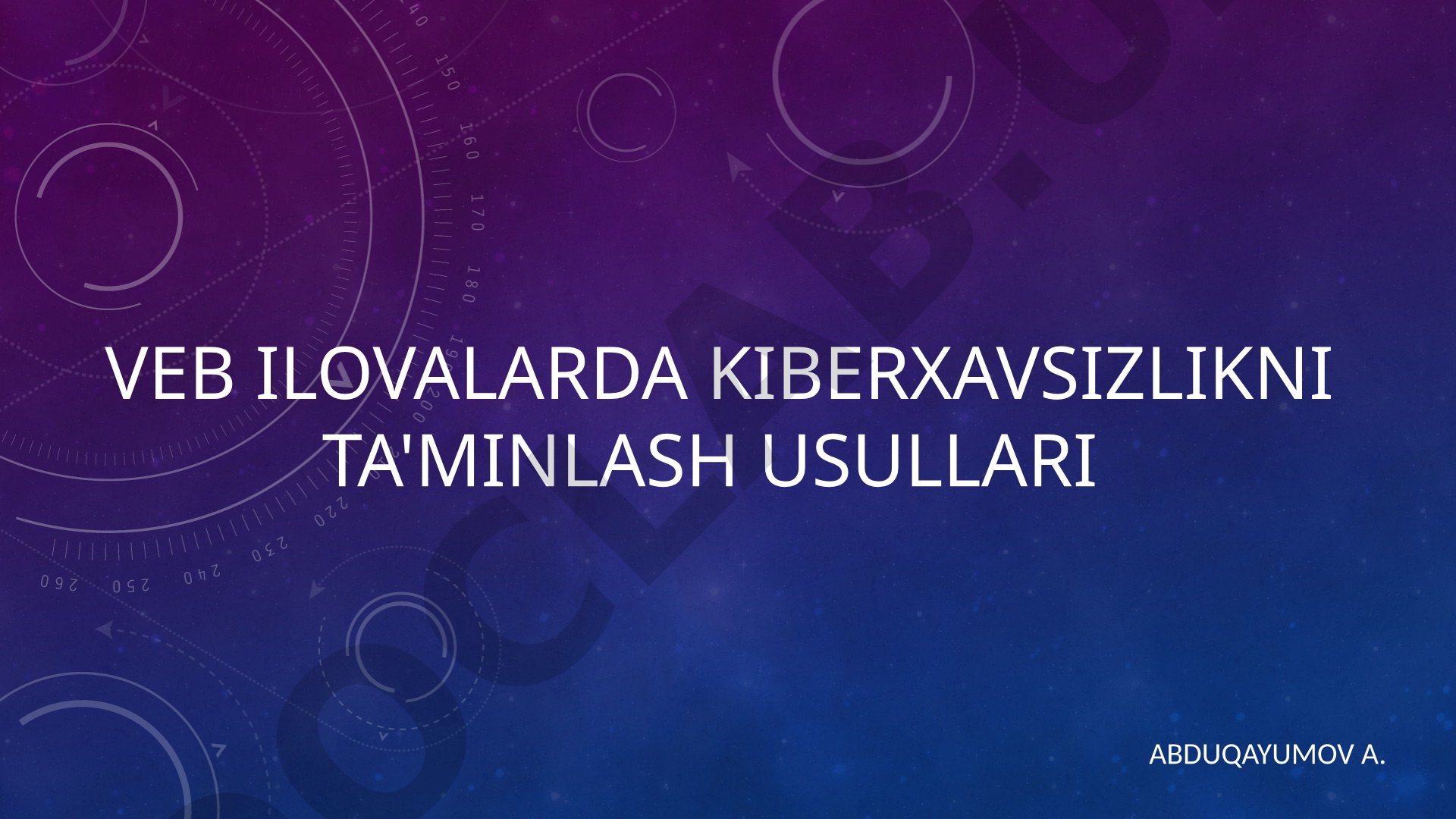 Veb ilovalarda kiberxavsizlikni ta'minlash usullari