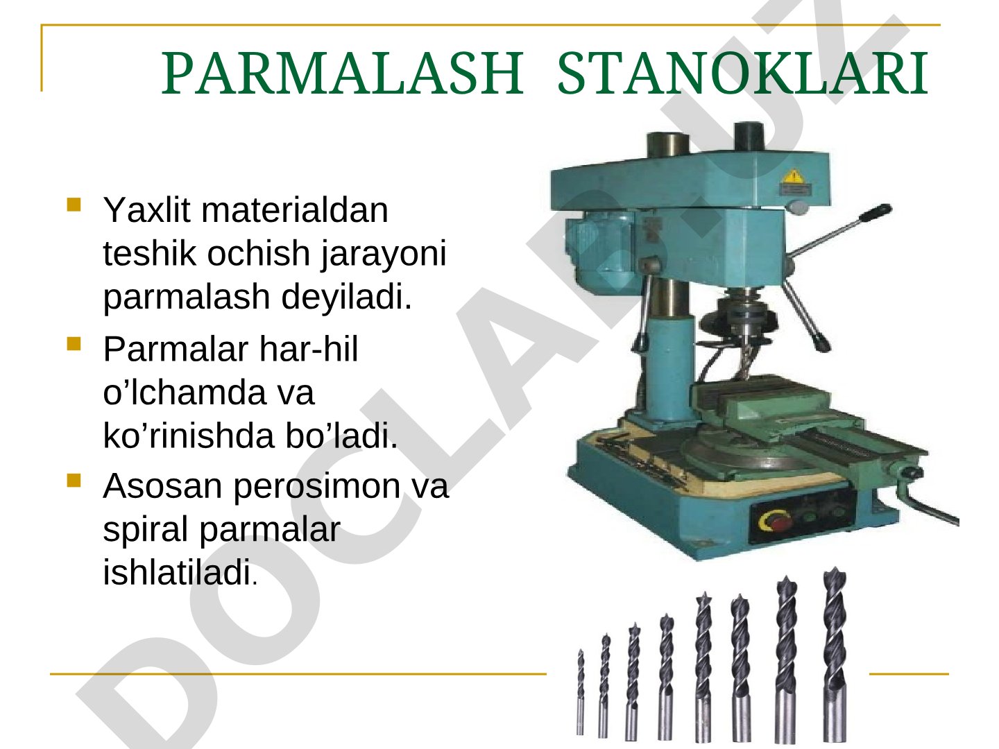 Metallarga ishlov berish stanoklari