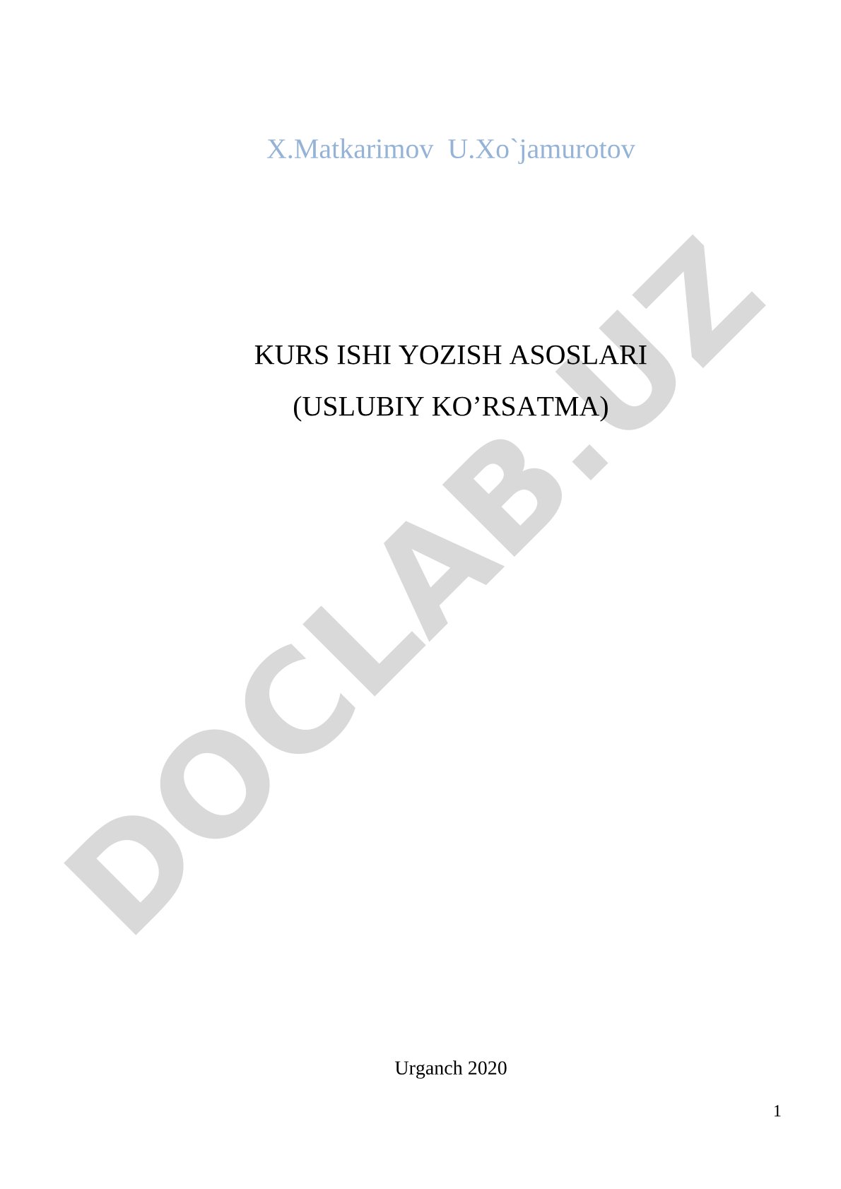 Kurs ishi yozish va ilmiy tadqiqot metodikasi bo'yicha uslubiy qo'llanma