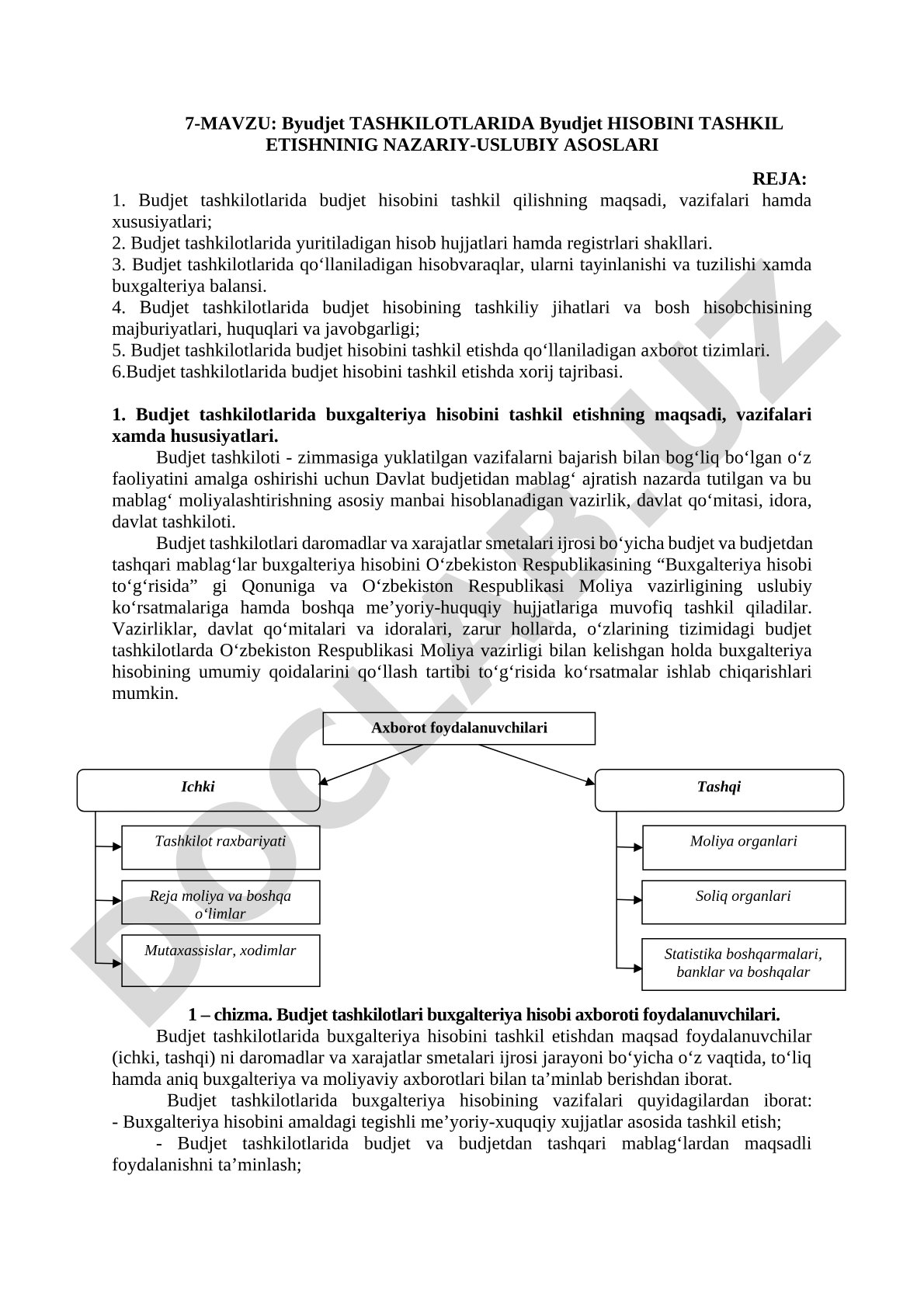 Byudjet tashkilotlarida byudjet hisobini tashkil etishning nazariy-uslubiy asoslari