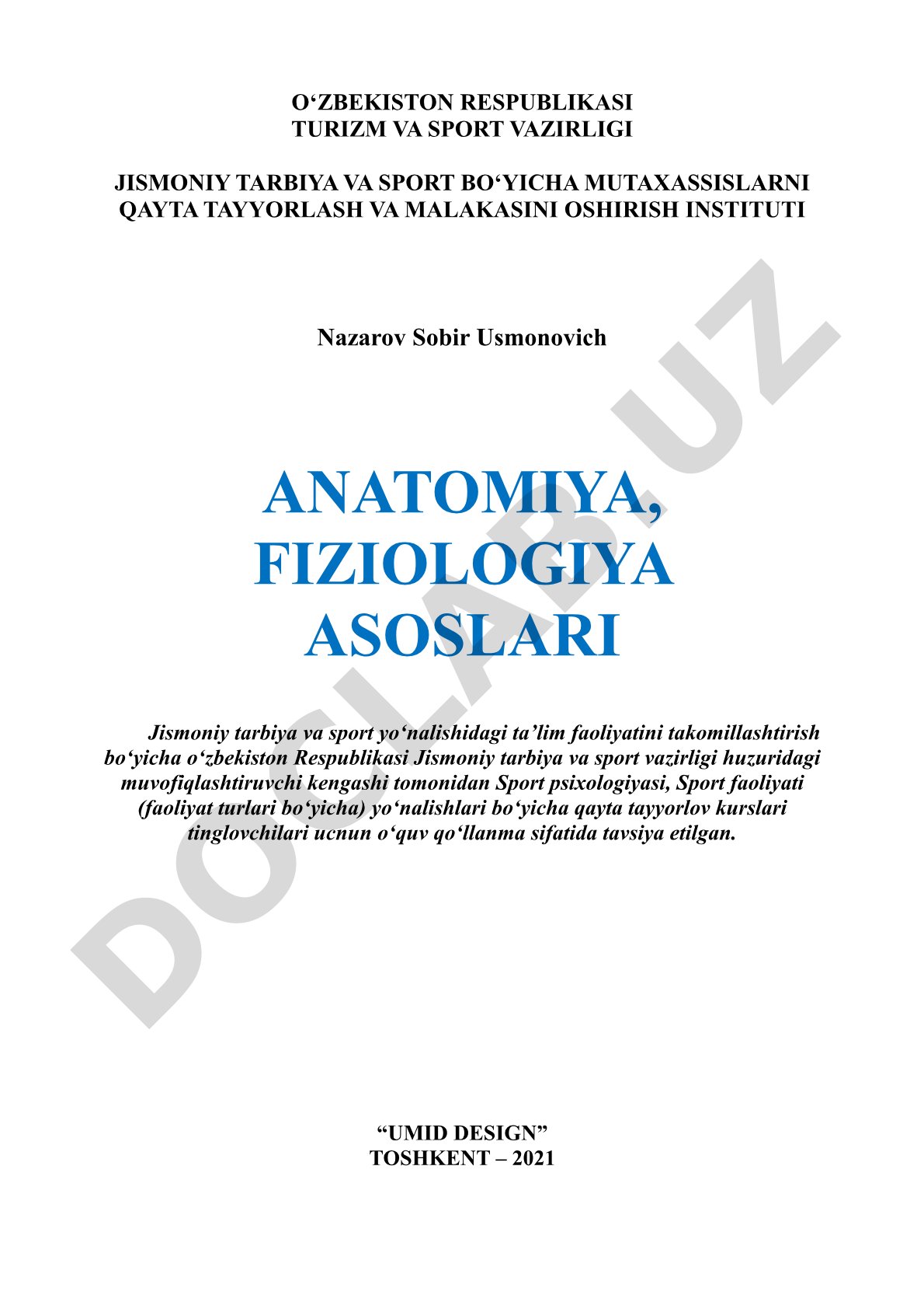 Anatomiya, fiziologiya asoslari
