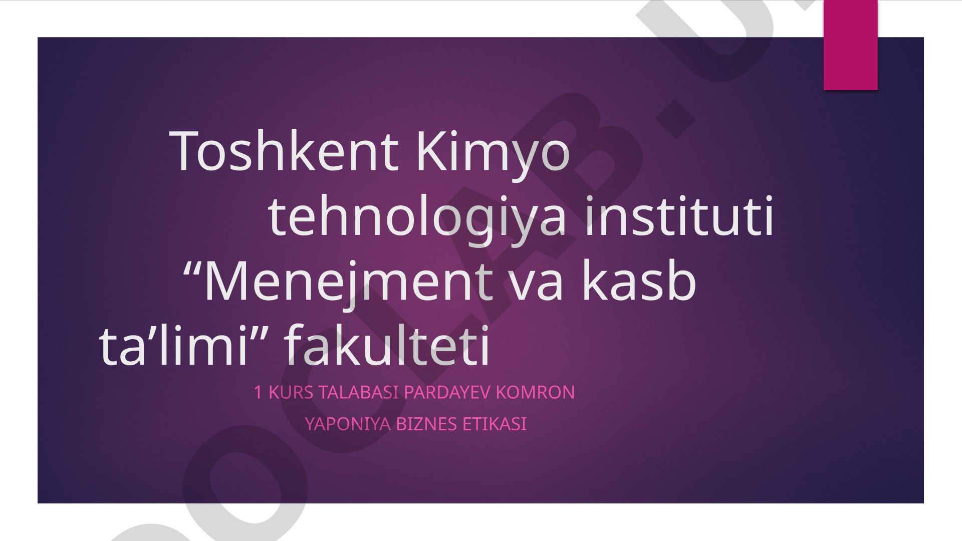 Yaponiya biznes etikasi, odob-axloq qoidalari va muzokaralar madaniyati haqida