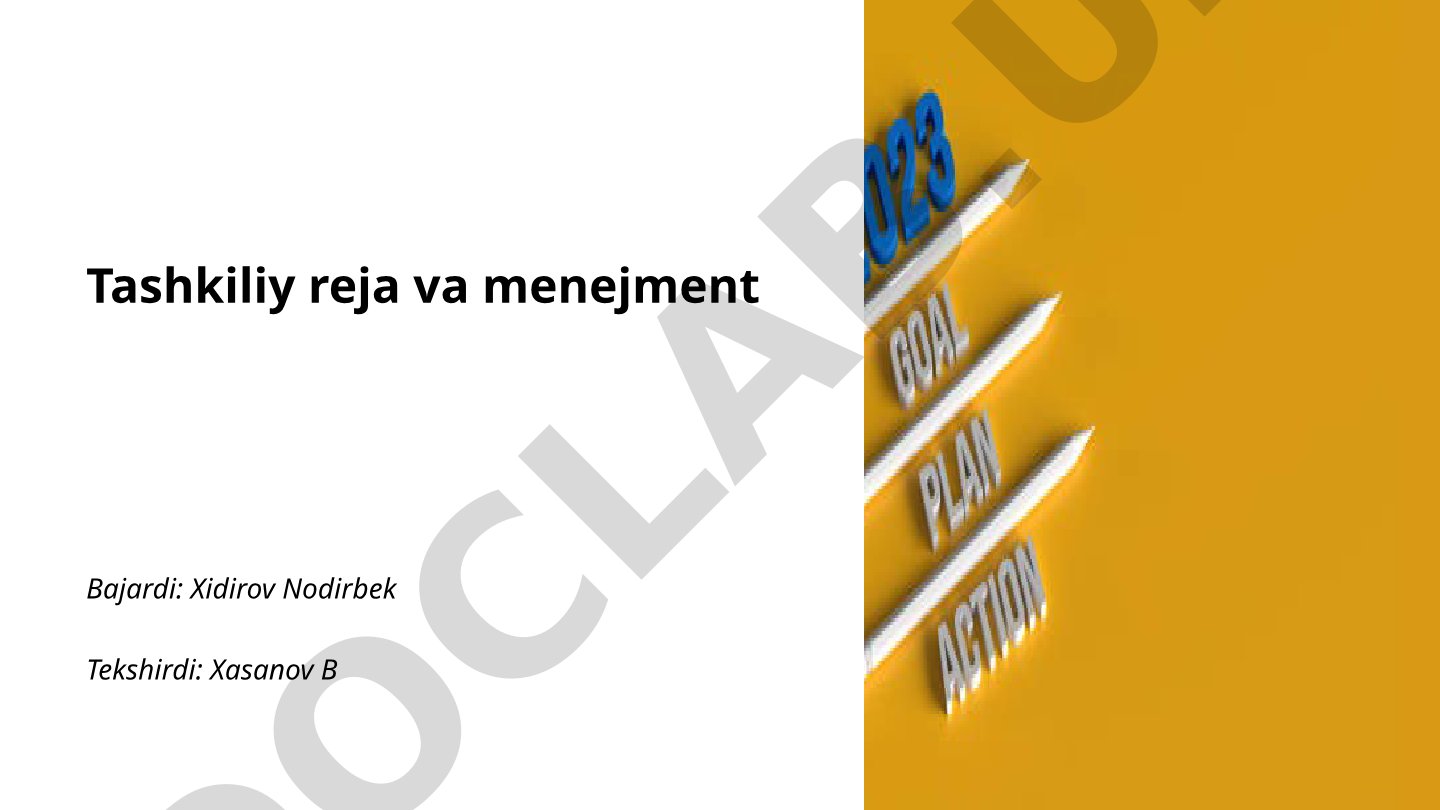 Tashkiliy reja va menejment