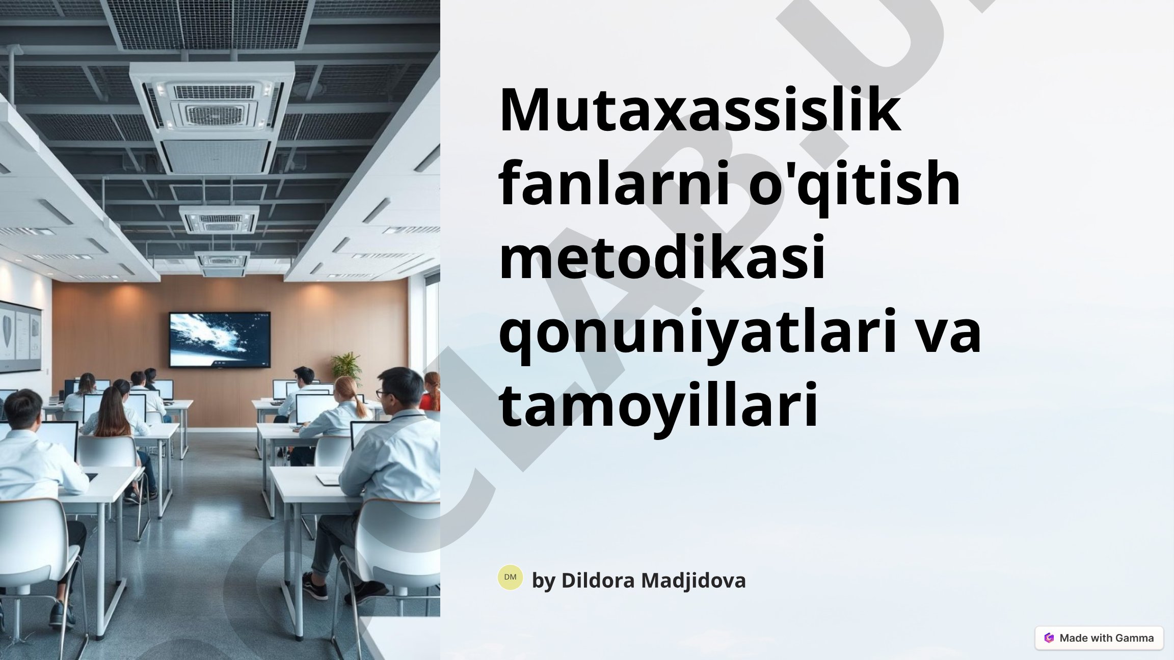Mutaxassislik fanlarni o'qitish metodikasi qonuniyatlari va tamoyillari
