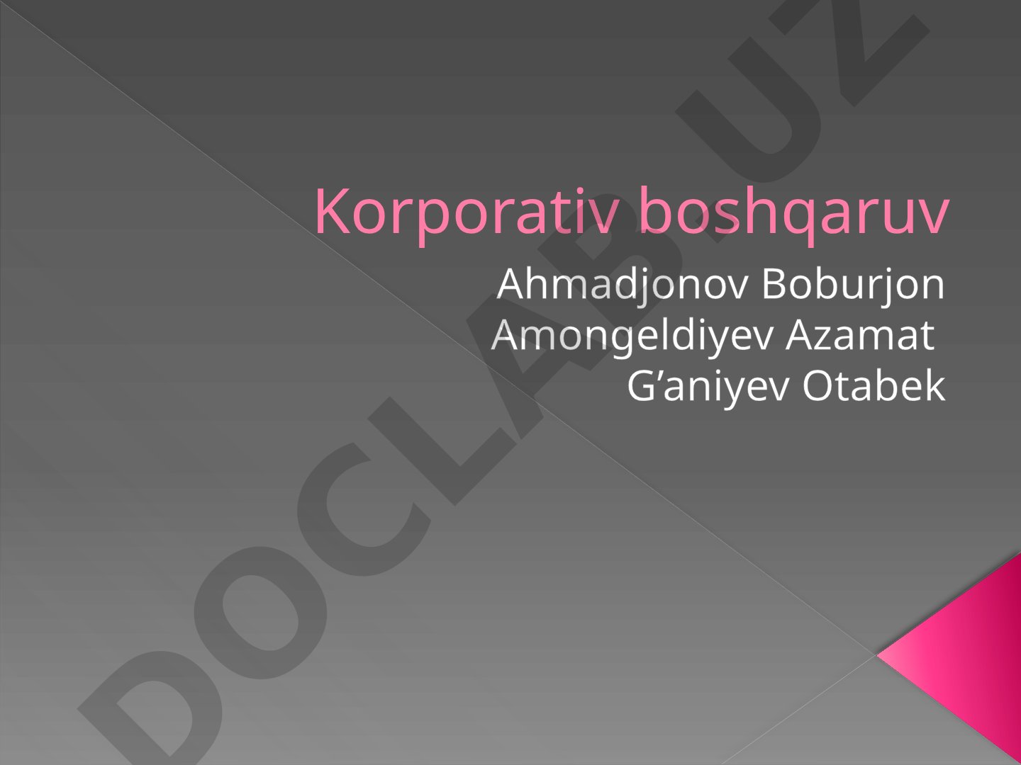 Korporativ boshqaruv
