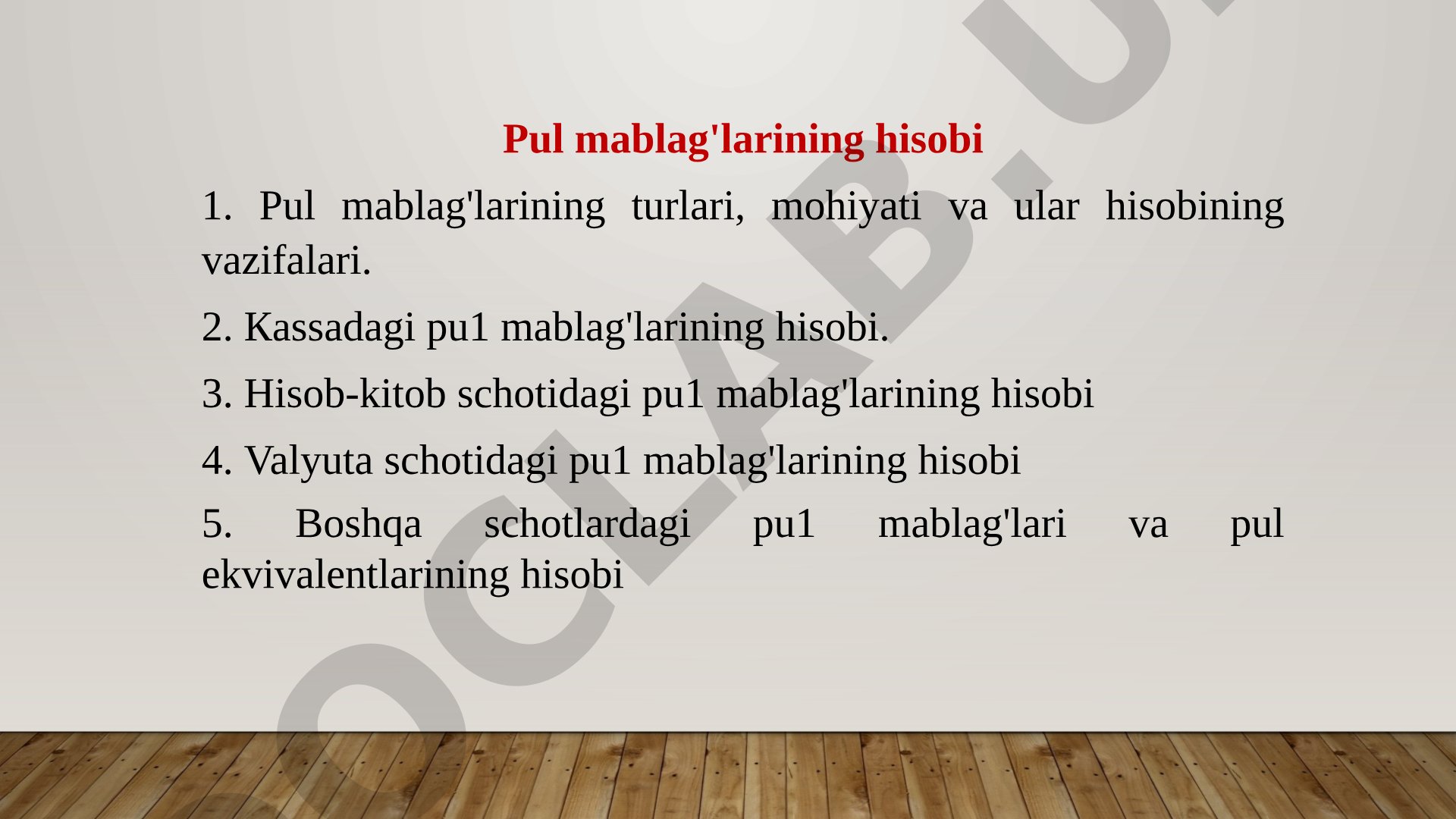 Pul mablag'larining hisobi