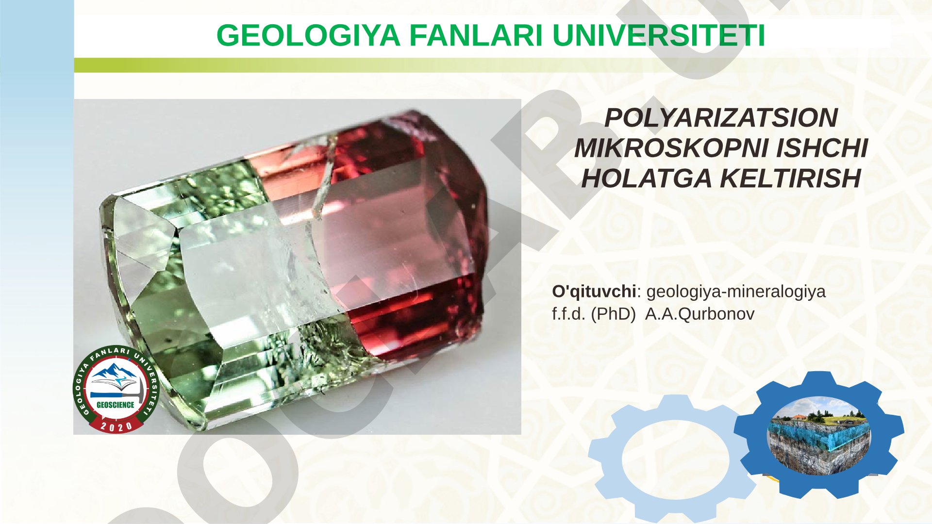 POLYARIZATSION MIKROSKOPNI ISHCHI HOLATGA KELTIRISH
