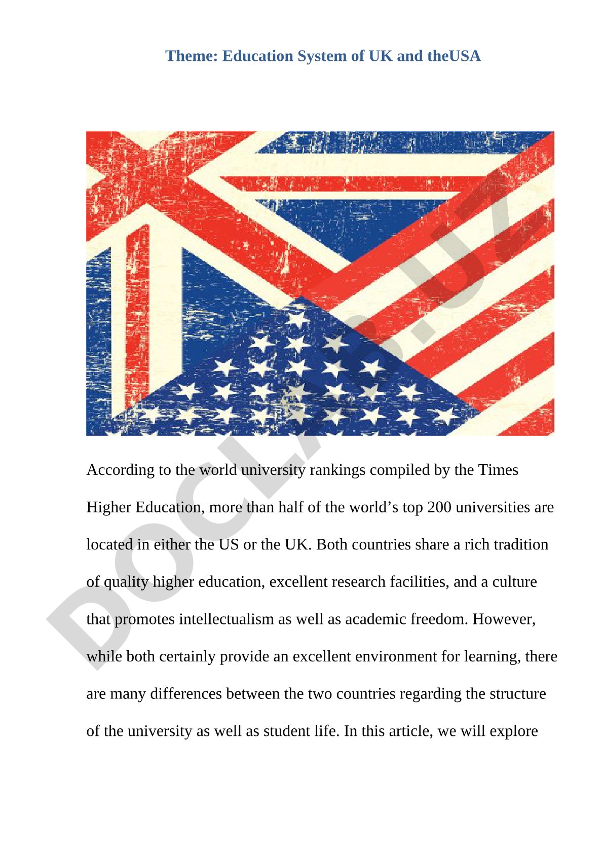 Education System of UK and the USA