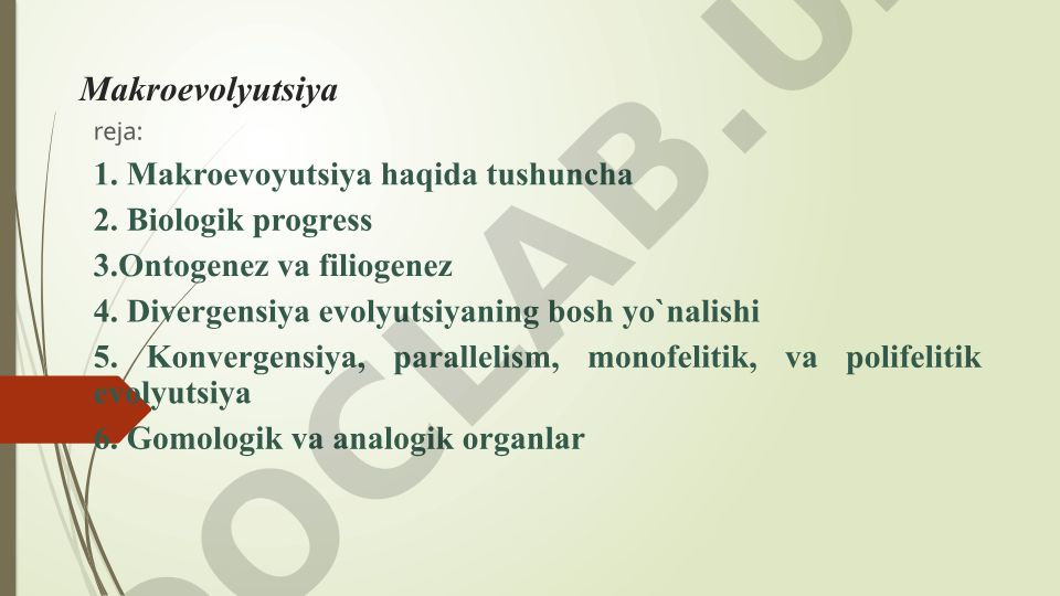 Makroevolyutsiya va biologik progress