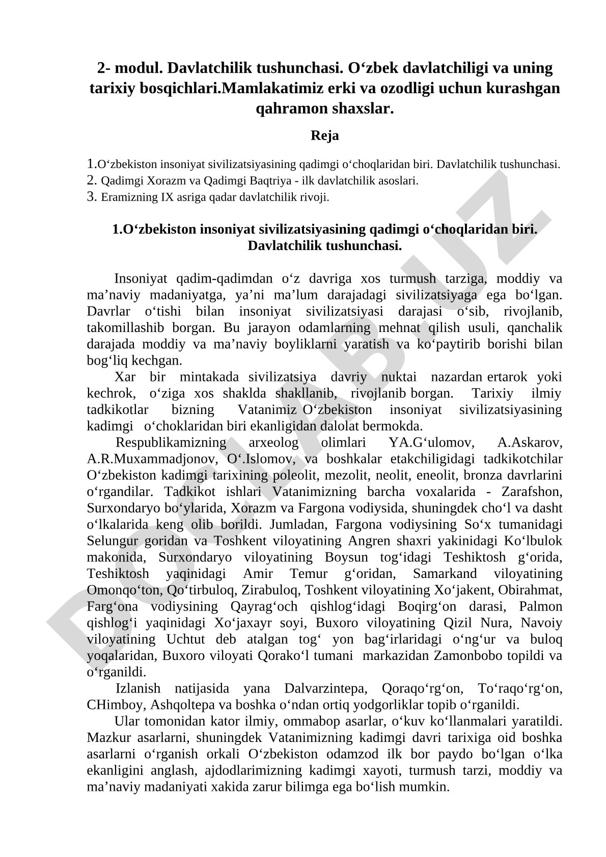 O‘zbek davlatchiligi va uning tarixiy bosqichlari