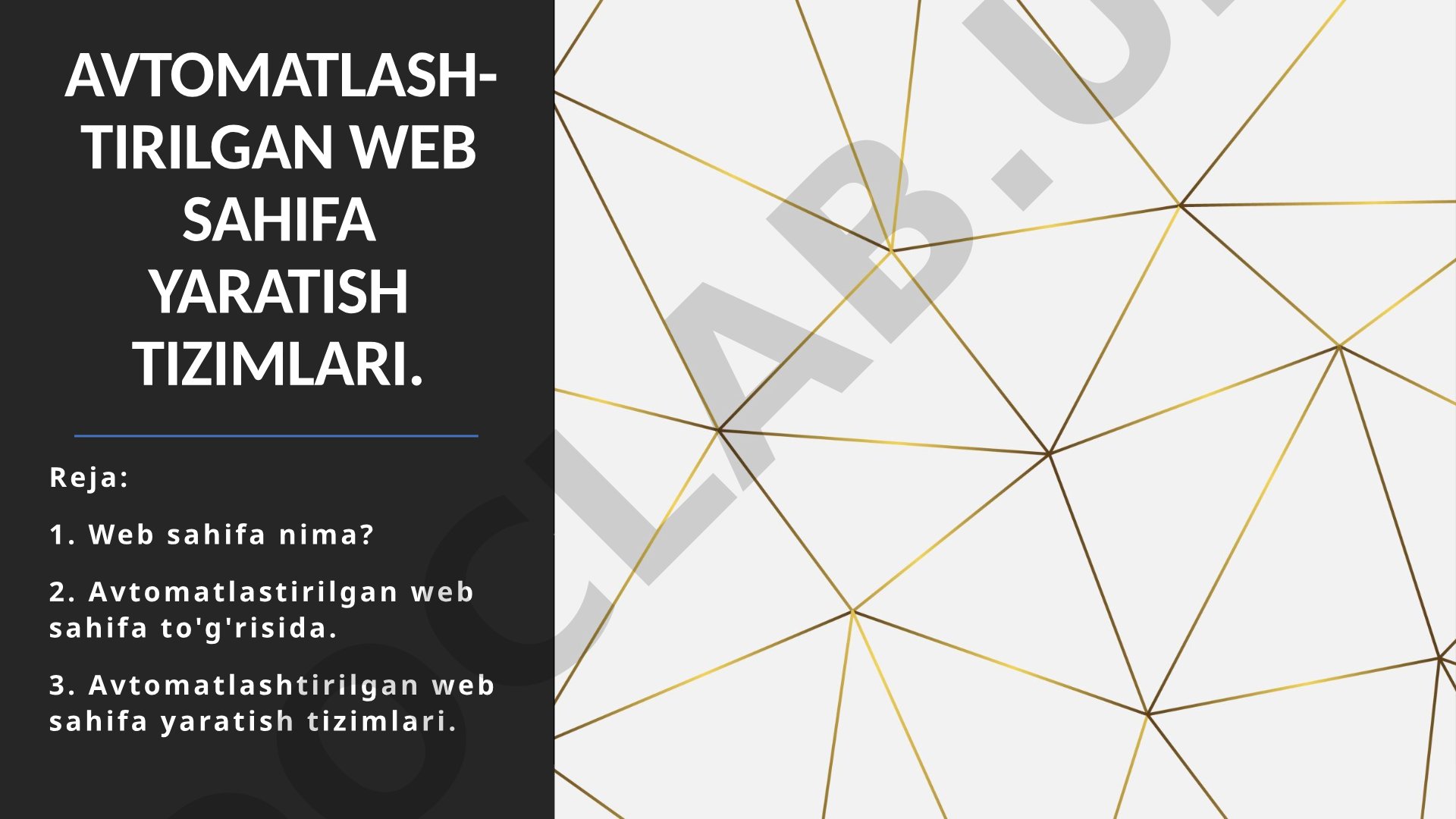 Avtomatlashtirilgan web sahifa yaratish tizimlari