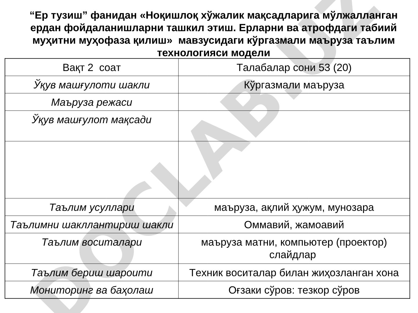 Ноқишлоқ хўжалик мақсадларига мўлжалланган ердан фойдаланишларни ташкил этиш. Ерларни ва атрофдаги табиий муҳитни муҳофаза қилиш