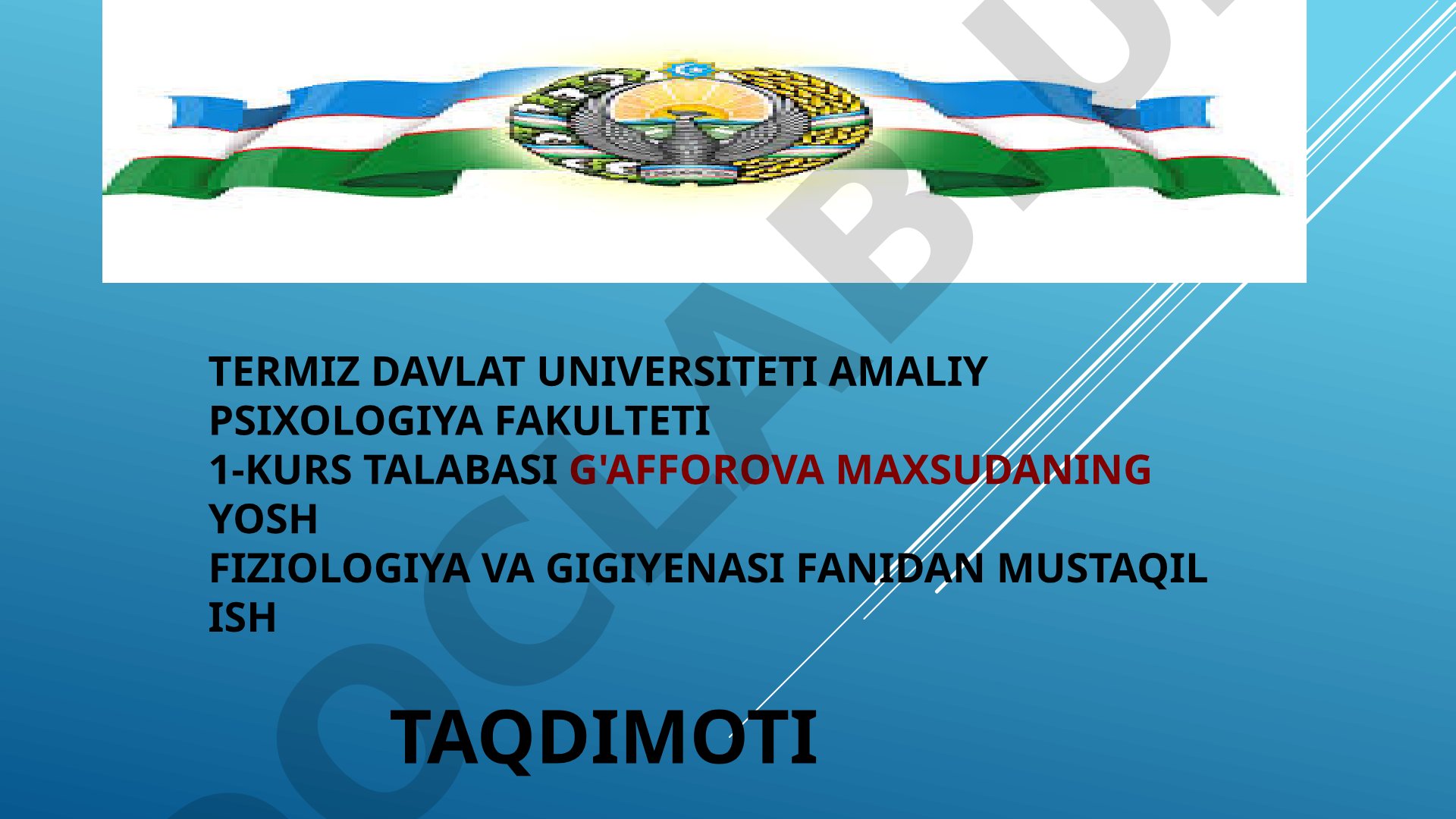 Qon aylanish tizimining yosh xususiyati va gigiyenasi
