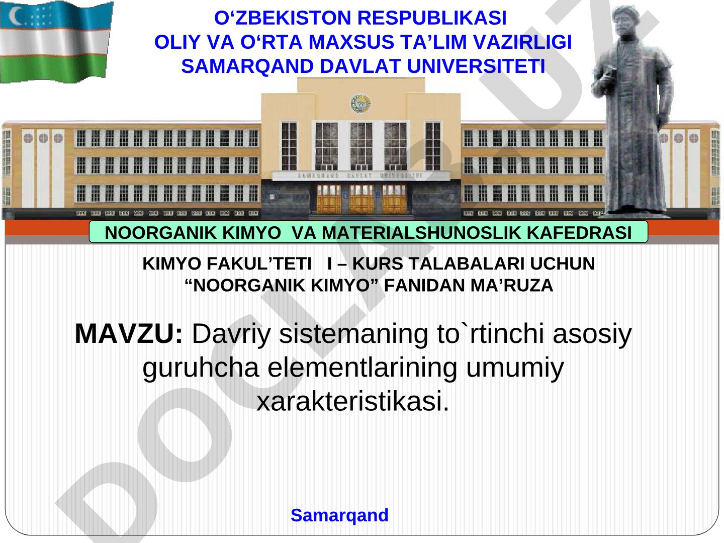 Dаvriy sistеmаning to`rtinchi аsоsiy guruhchа elеmеntlаrining umumiy хаrаktеristikаsi