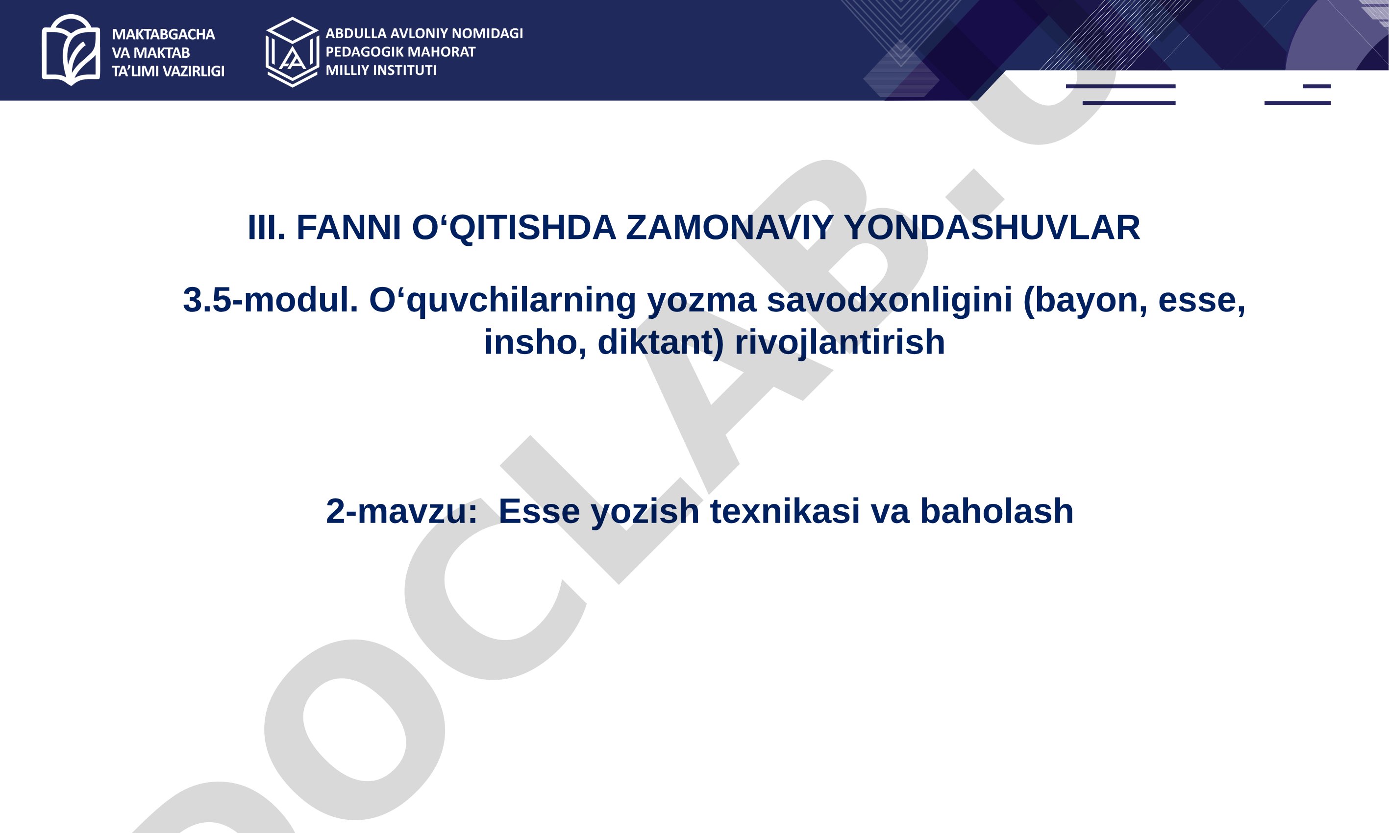 Esse yozish texnikasi va baholash