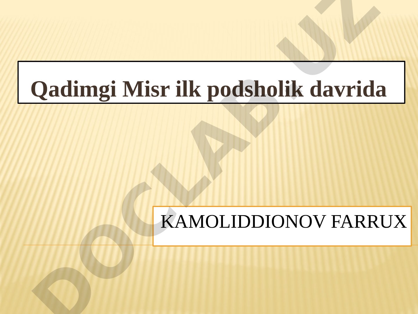 Qadimgi Misr ilk podsholik davrida