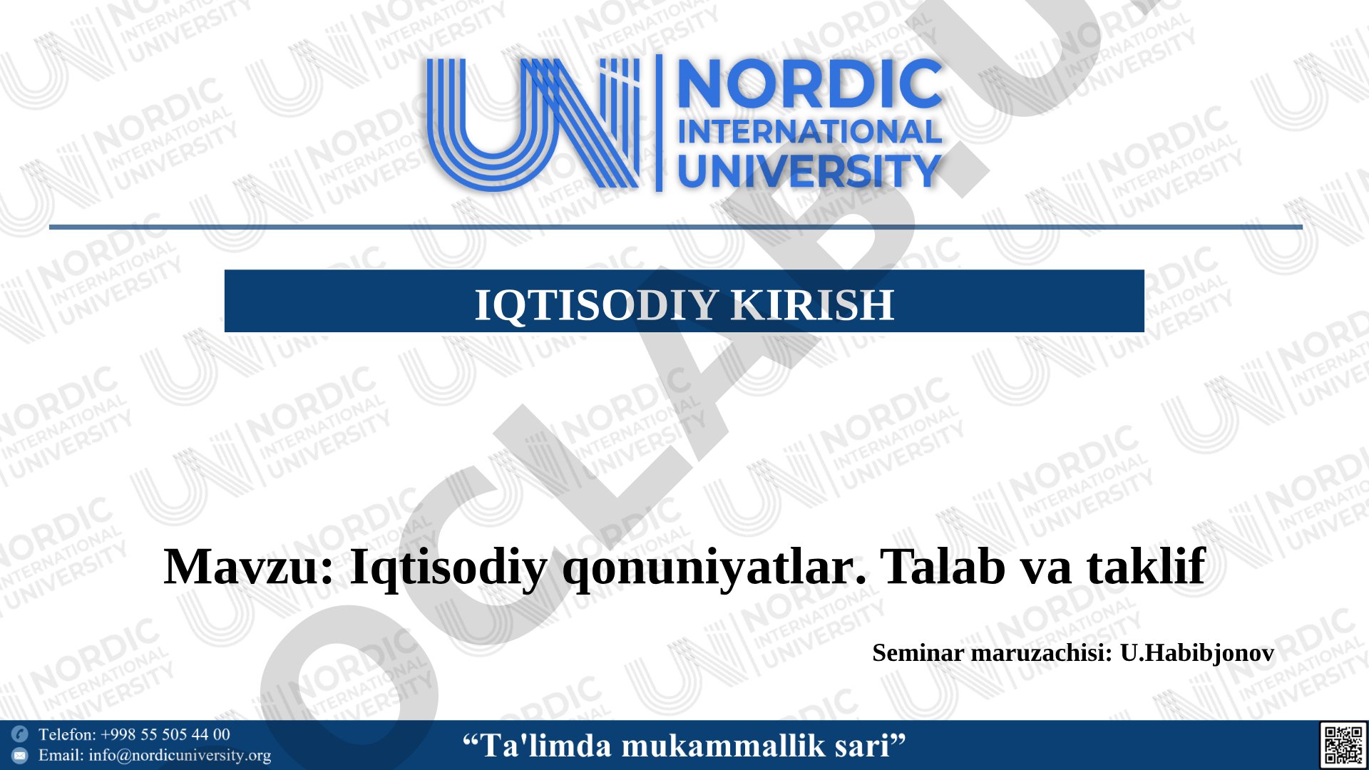 Iqtisodiy qonuniyatlar. Talab va taklif