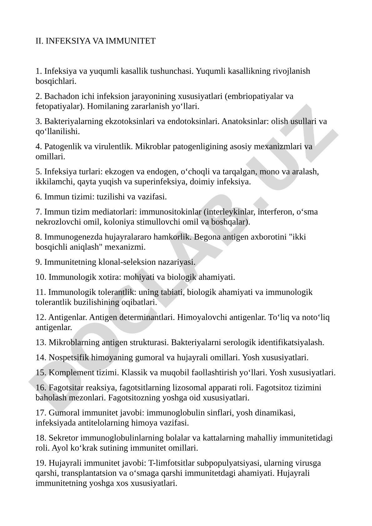 Infeksiya va immunitet