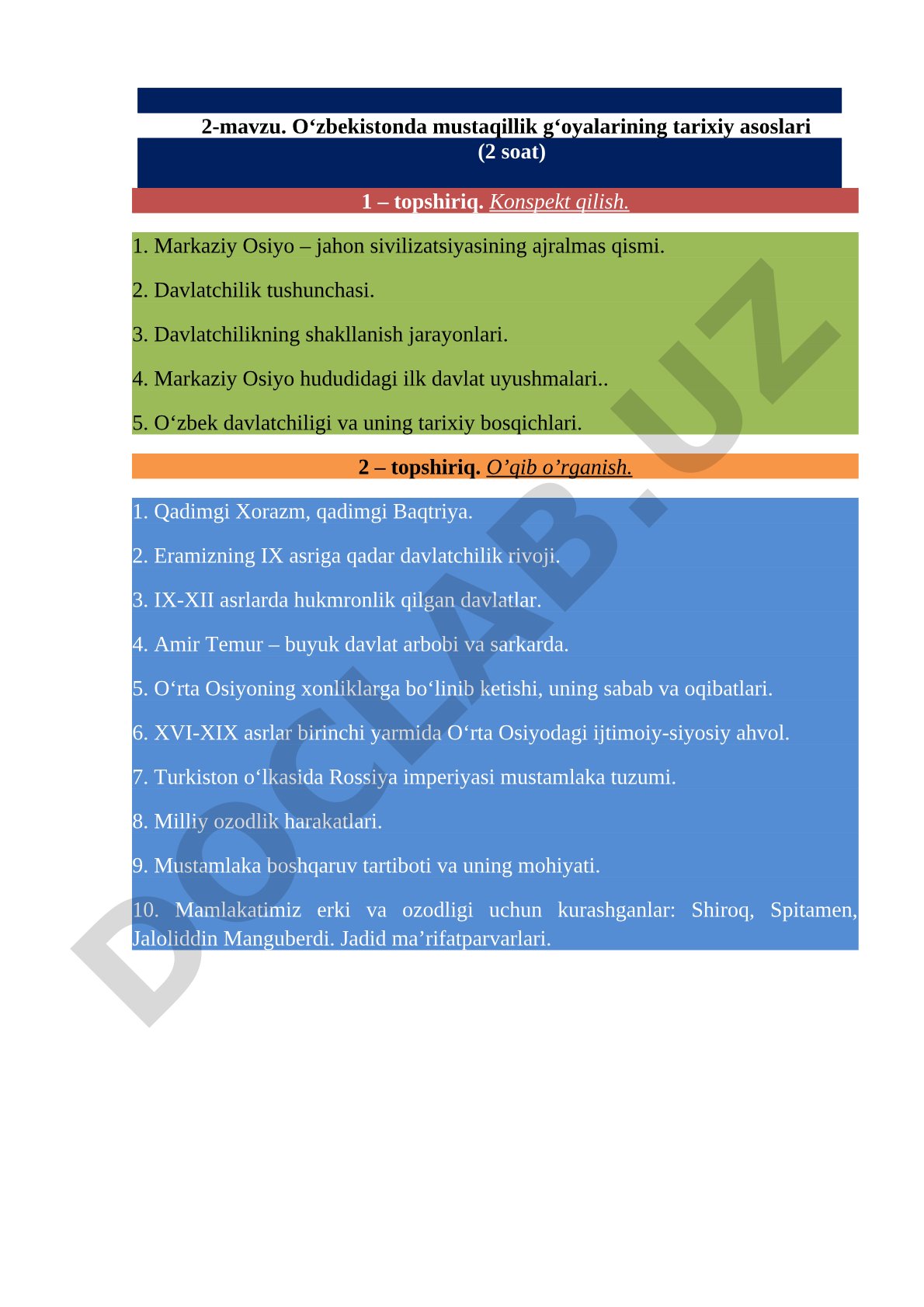 O‘zbekistonda mustaqillik g‘oyalarining tarixiy asoslari