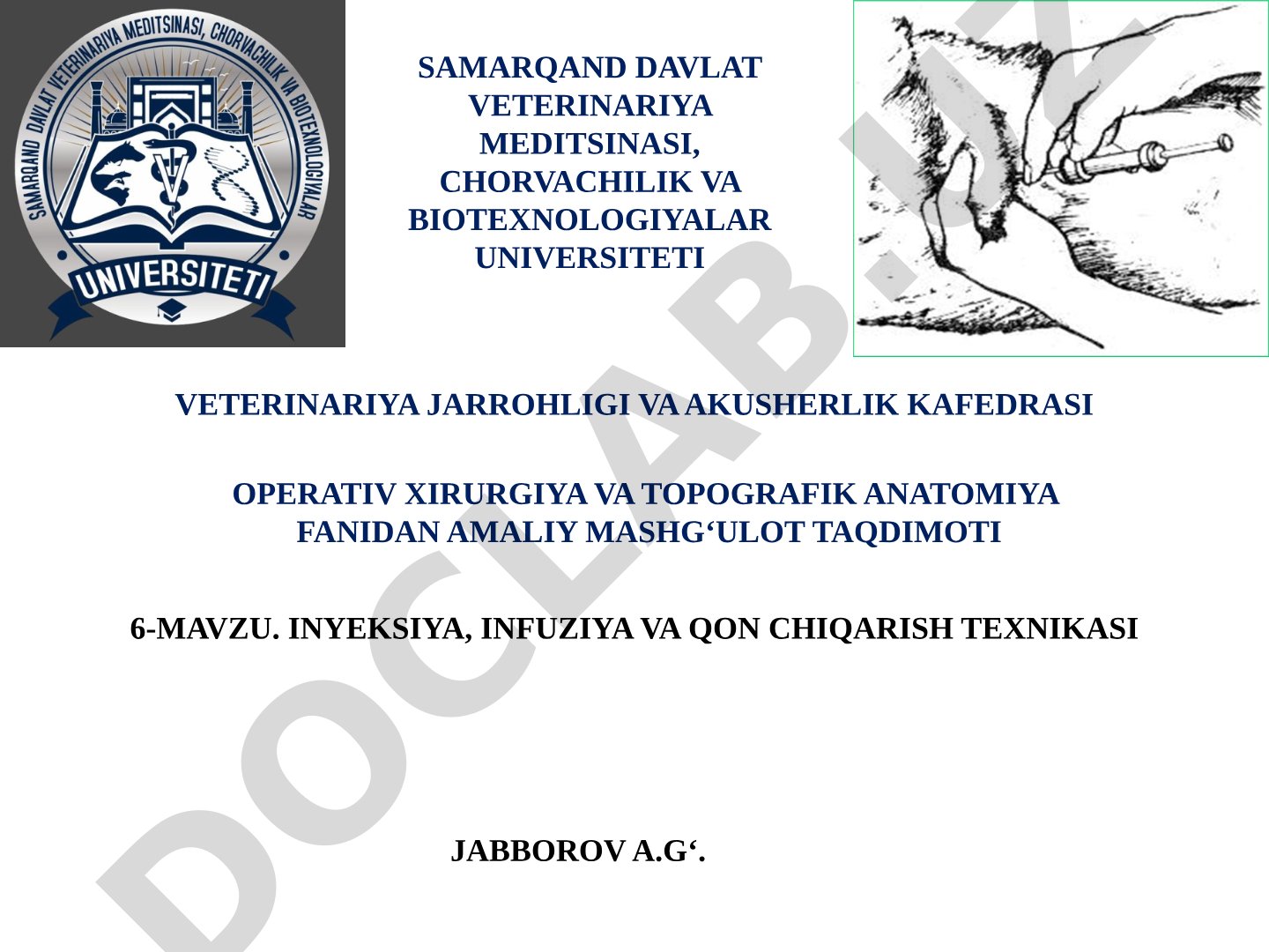 Inyeksiya, infuziya va qon chiqarish texnikasi