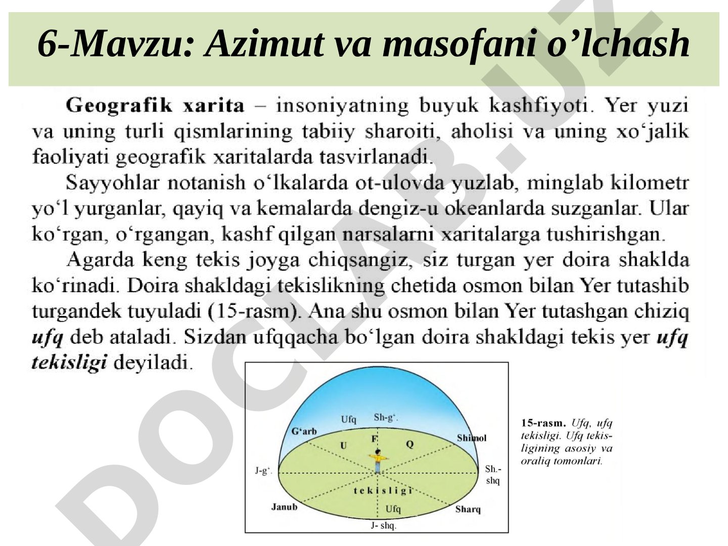 Azimut va masofani o'lchash