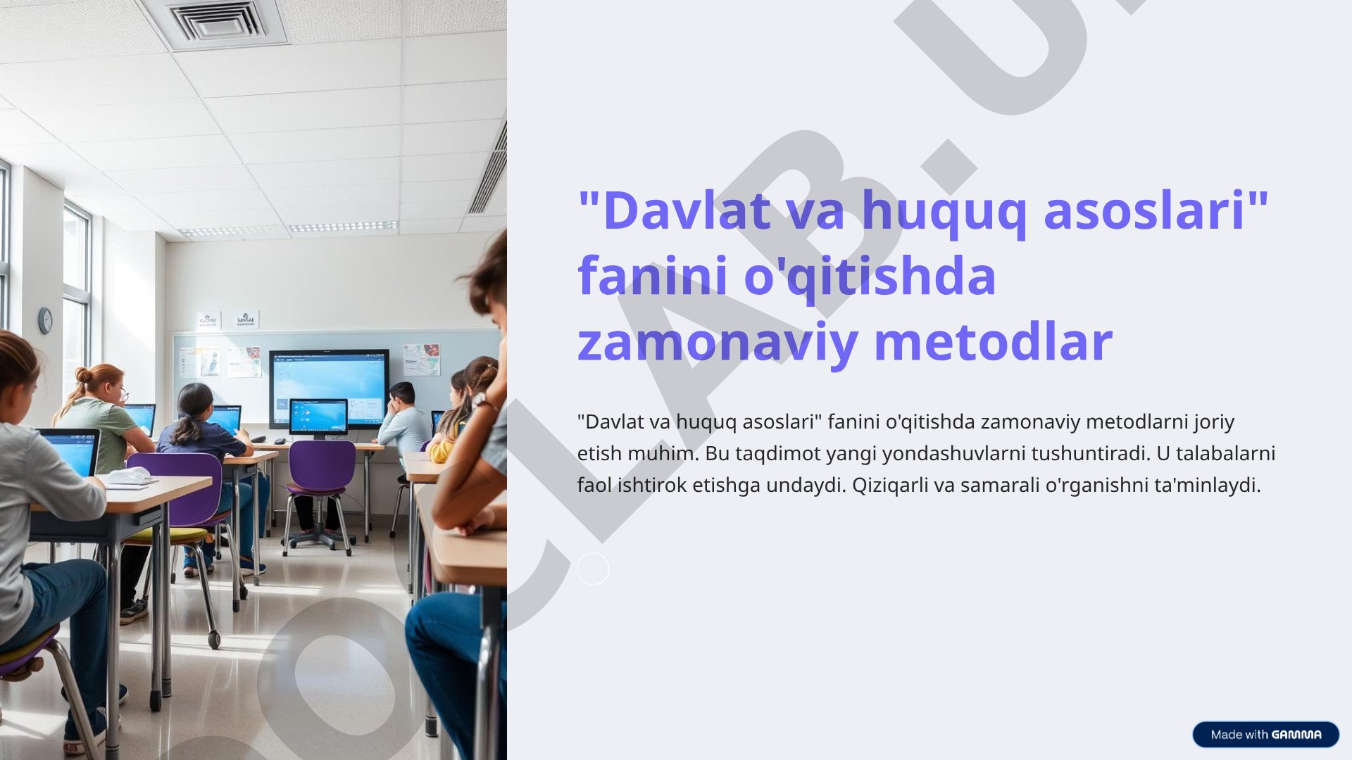 Davlat va huquq asoslari fanini o'qitishda zamonaviy metodlar