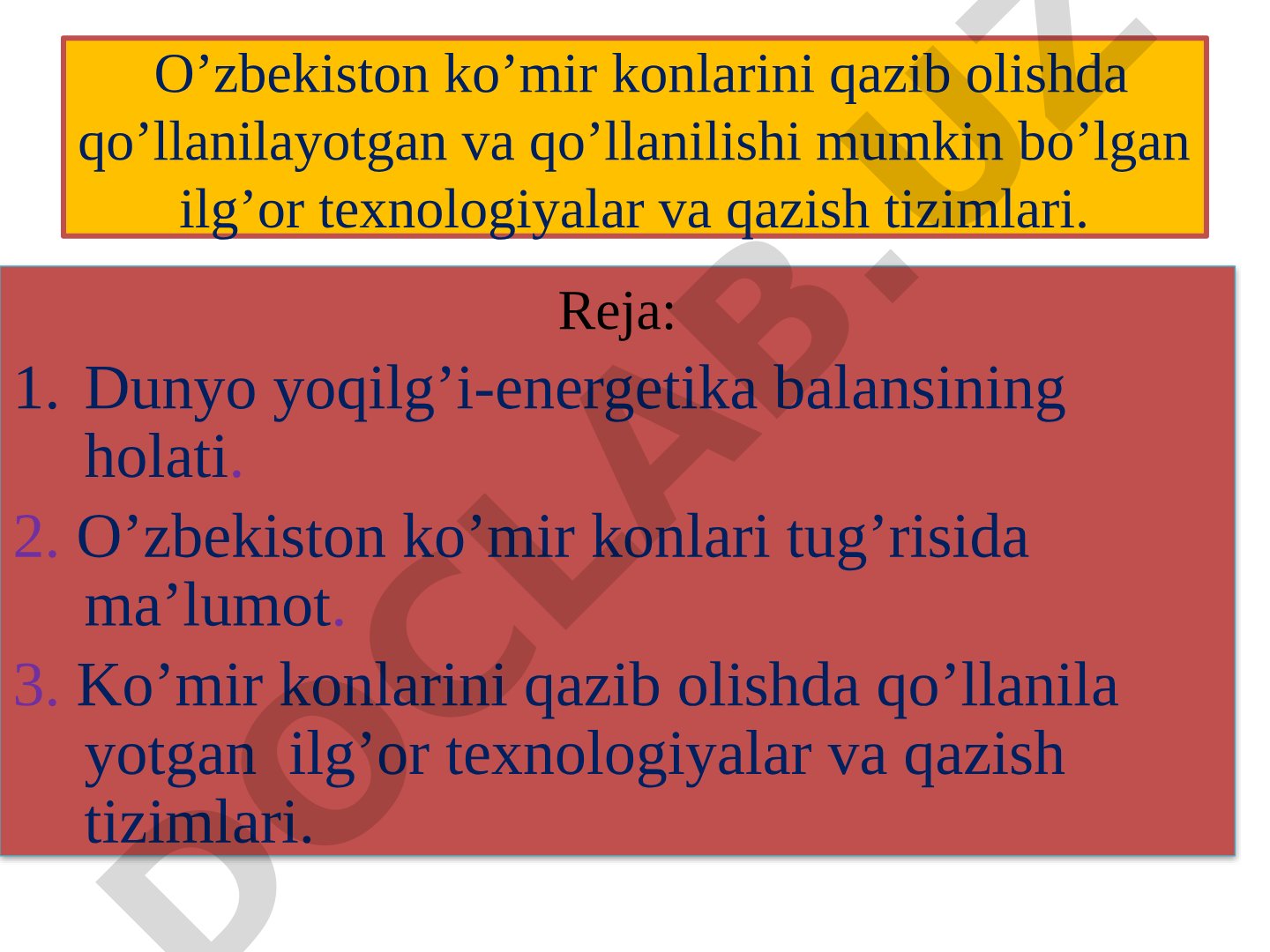 O’zbekiston ko’mir konlarini qazib olishda qo’llanilayotgan va qo’llanilishi mumkin bo’lgan ilg’or texnologiyalar va qazish tizimlari