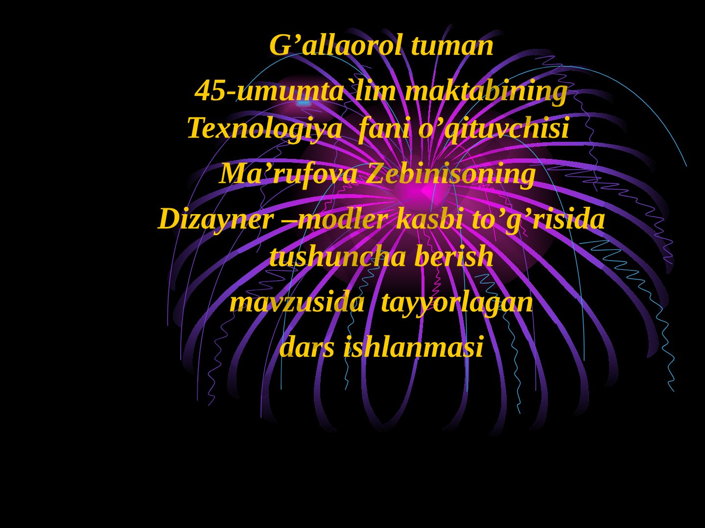 Dizayner-modelyer kasbi bo'yicha tushuncha berish