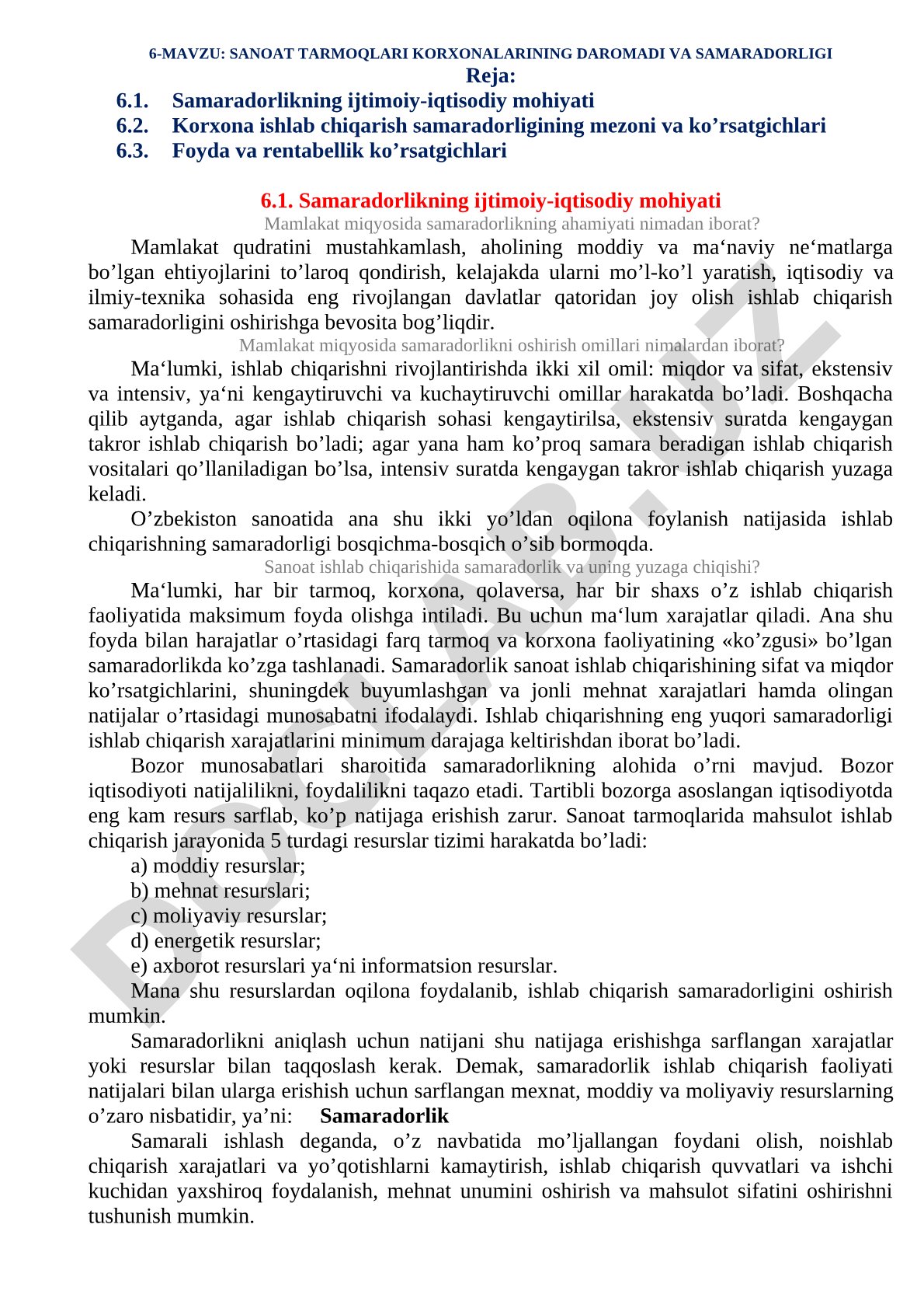 Sanoat tarmoqlari korxonalarining daromadi va samaradorligi
