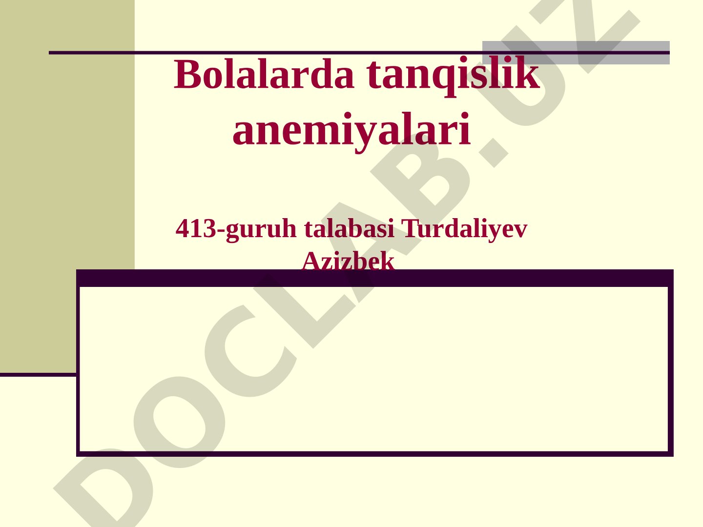 Bolalarda tanqislik anemiyalari: tarqalishi va patogenezi