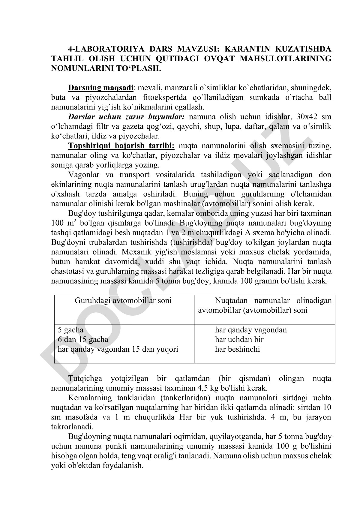 Karantin kuzatishda tahlil olish uchun qutidagi ovqat mahsulotlarining namunalarini to‘plash