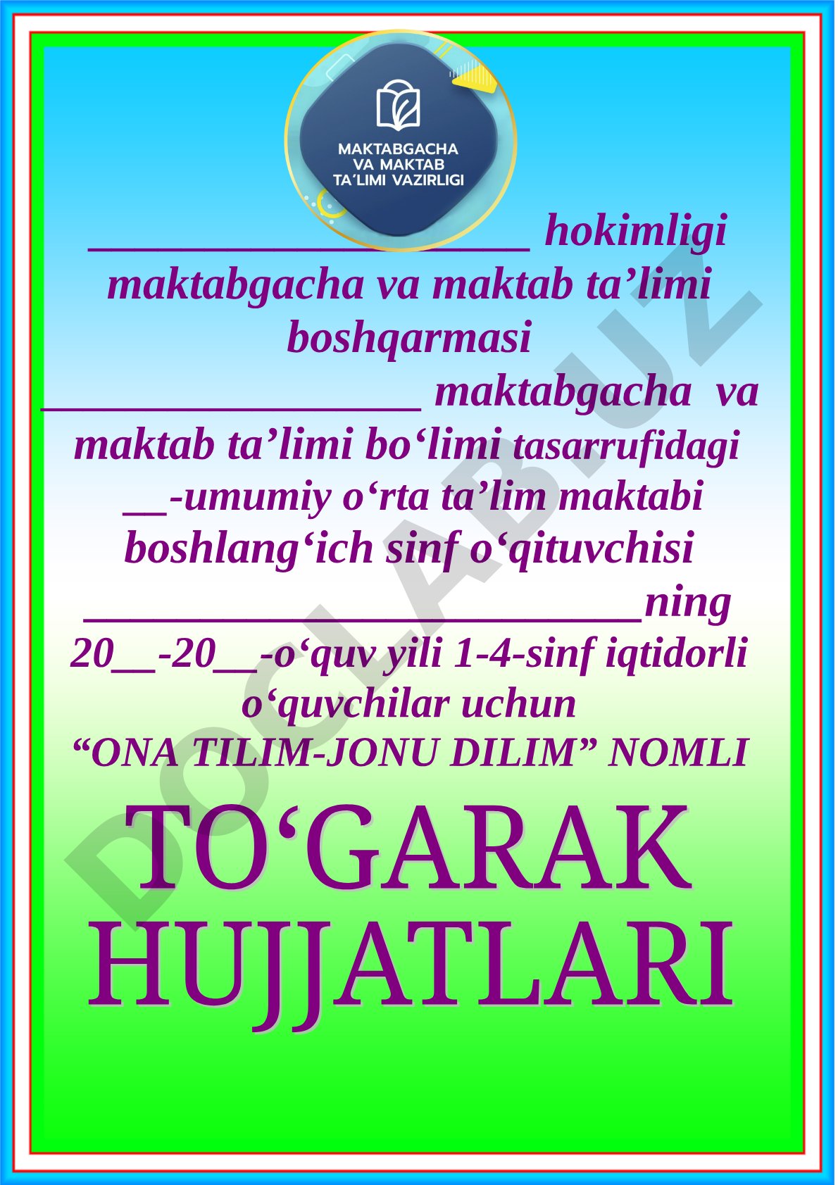 Ona tilim-jonu dilim to‘garagi a’zolari ro‘yxati va mashg‘ulotlar jadvali