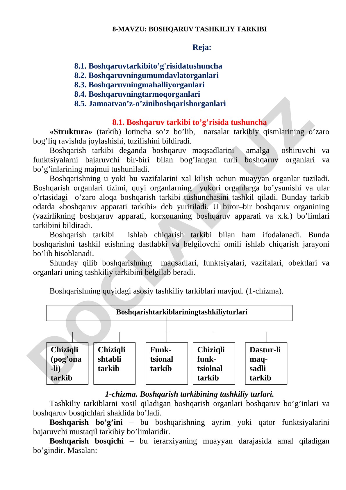 Boshqaruv tashkiliy tarkibi