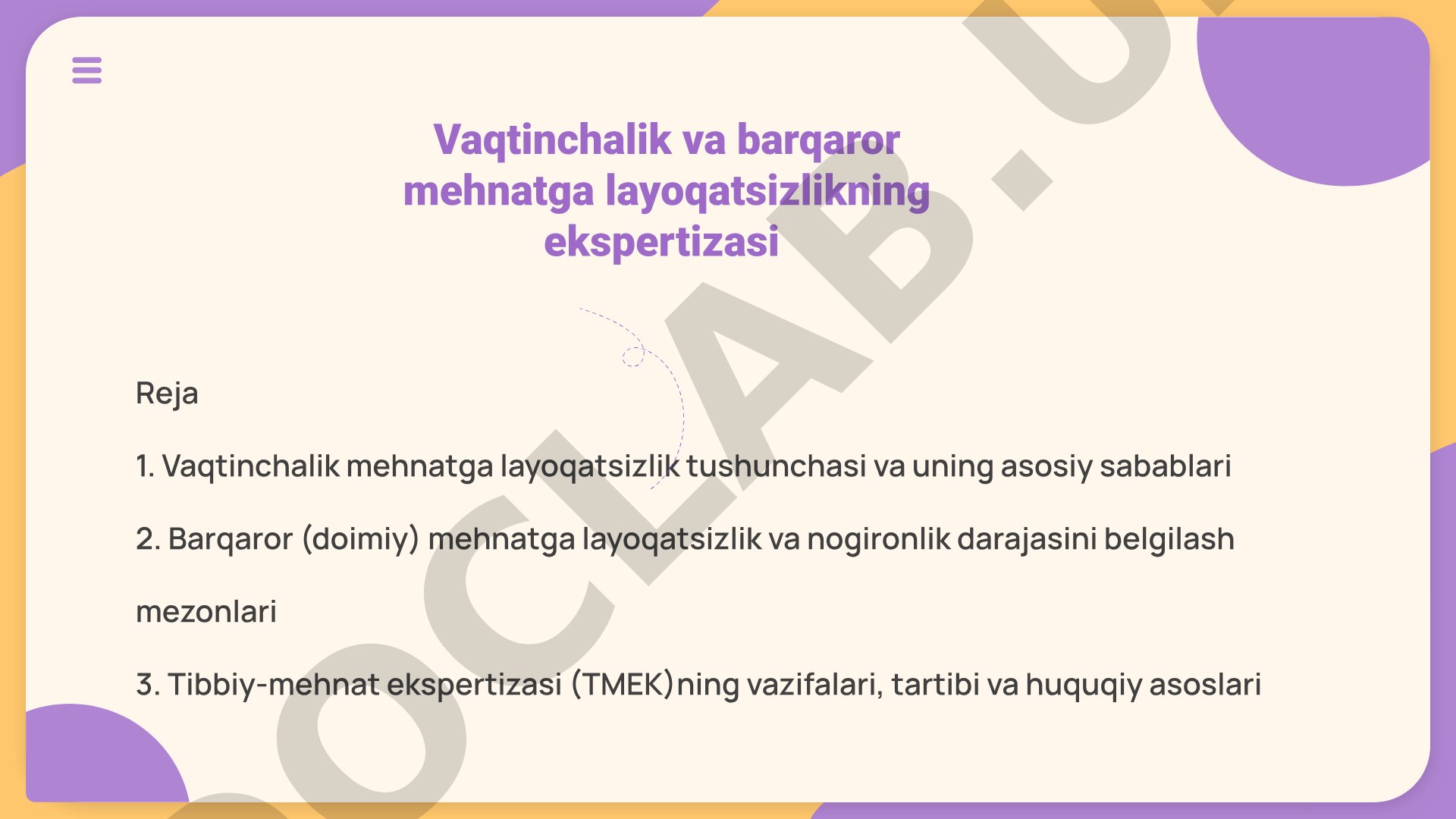 Vaqtinchalik va barqaror mehnatga layoqatsizlikning ekspertizasi
