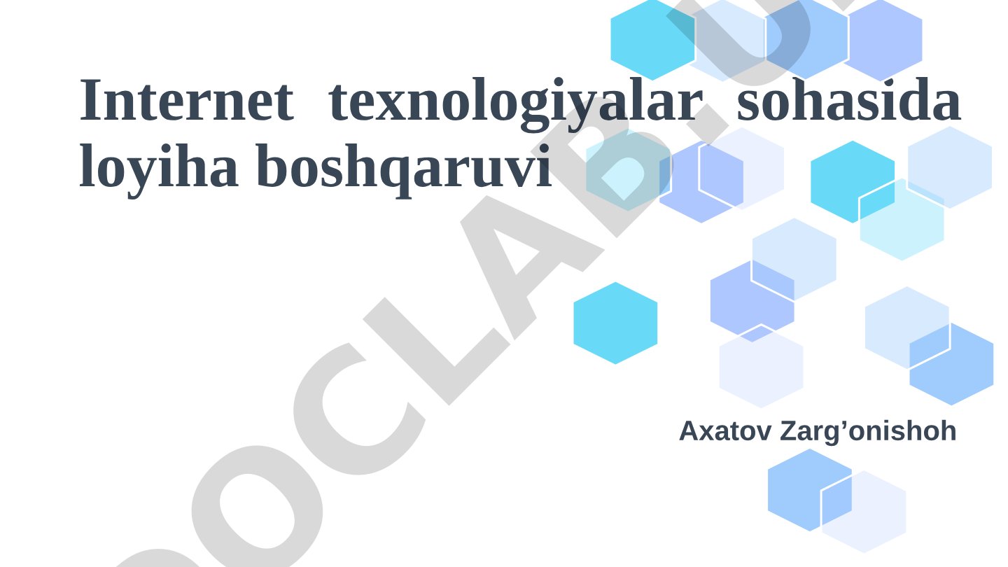 Internet texnologiyalar sohasida loyiha boshqaruvi