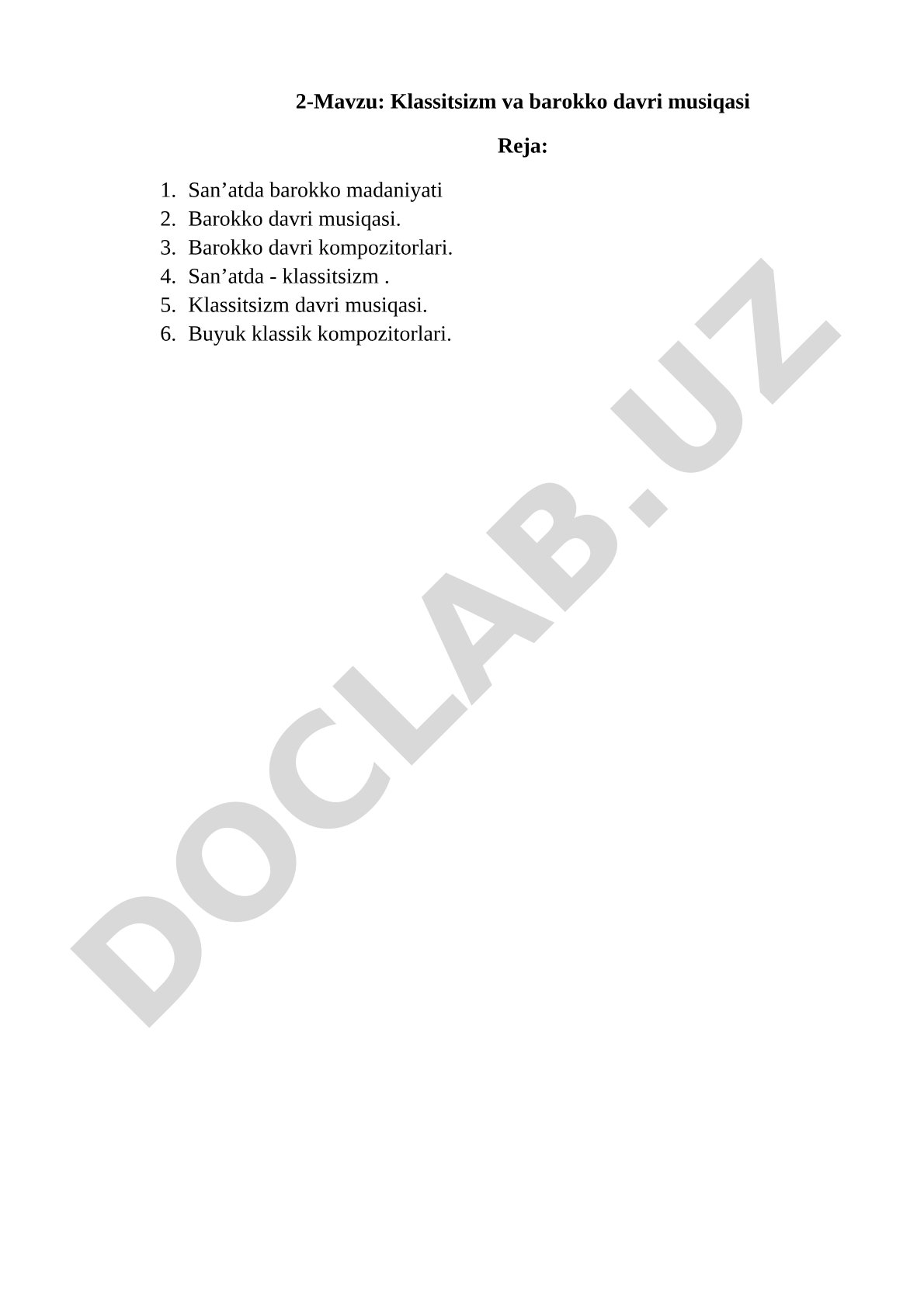 Klassitsizm va barokko davri musiqasi