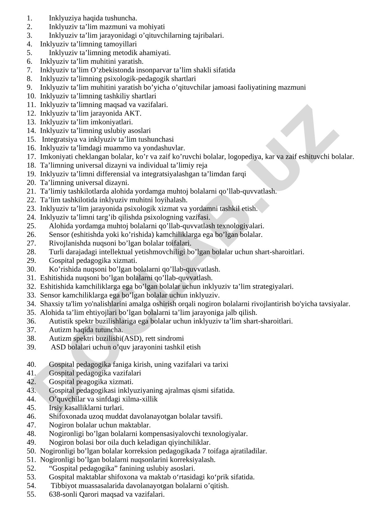 Inklyuziv ta’lim mazmuni va metodik asoslari