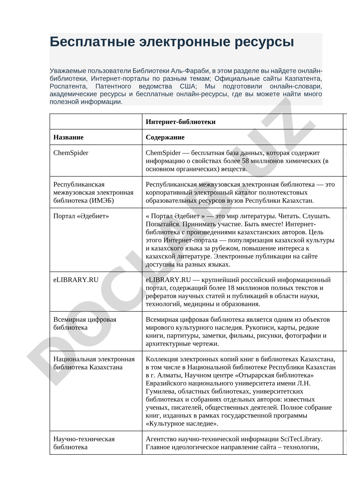 Бесплатные электронные ресурсы
