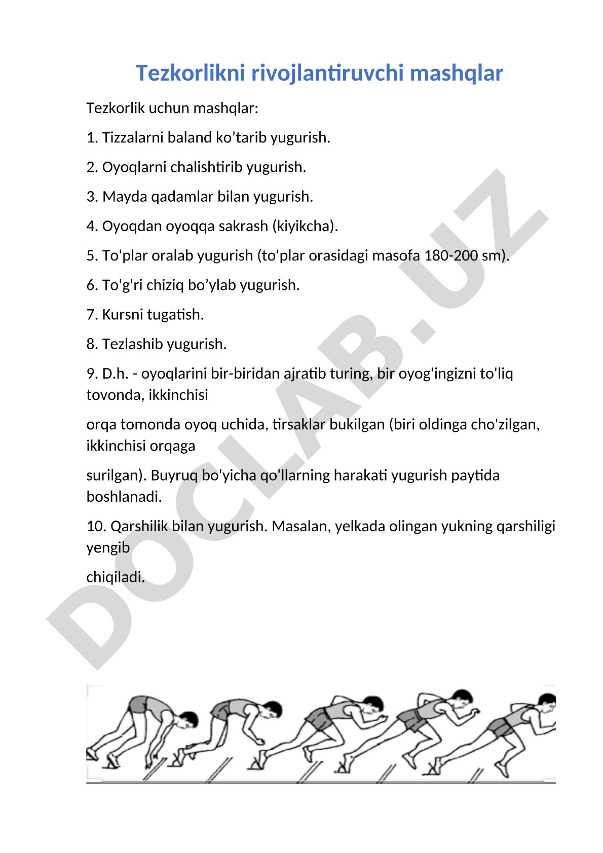 Tezkorlikni rivojlantiruvchi mashqlar