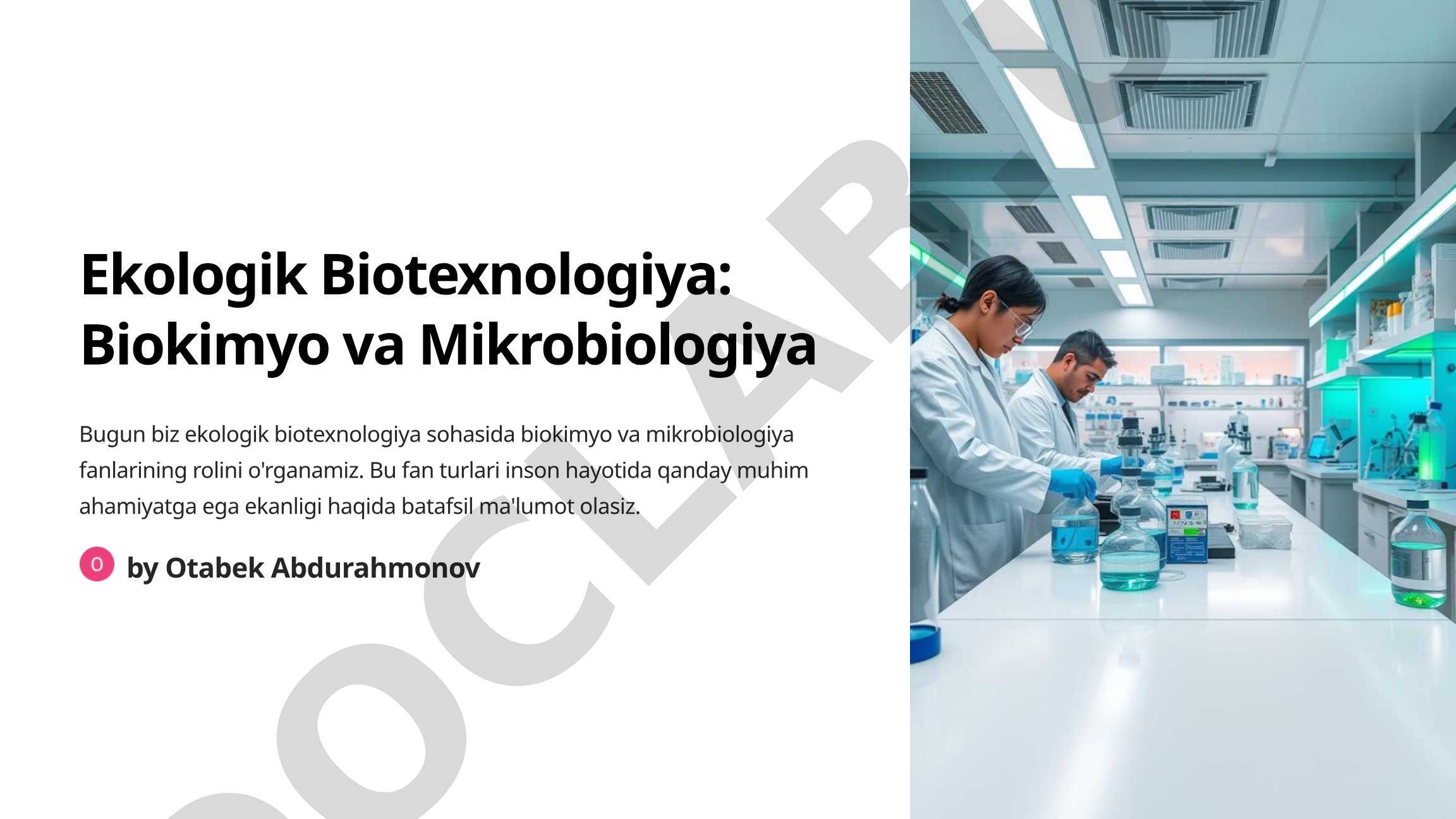 Ekologik Biotexnologiya: Biokimyo va Mikrobiologiya