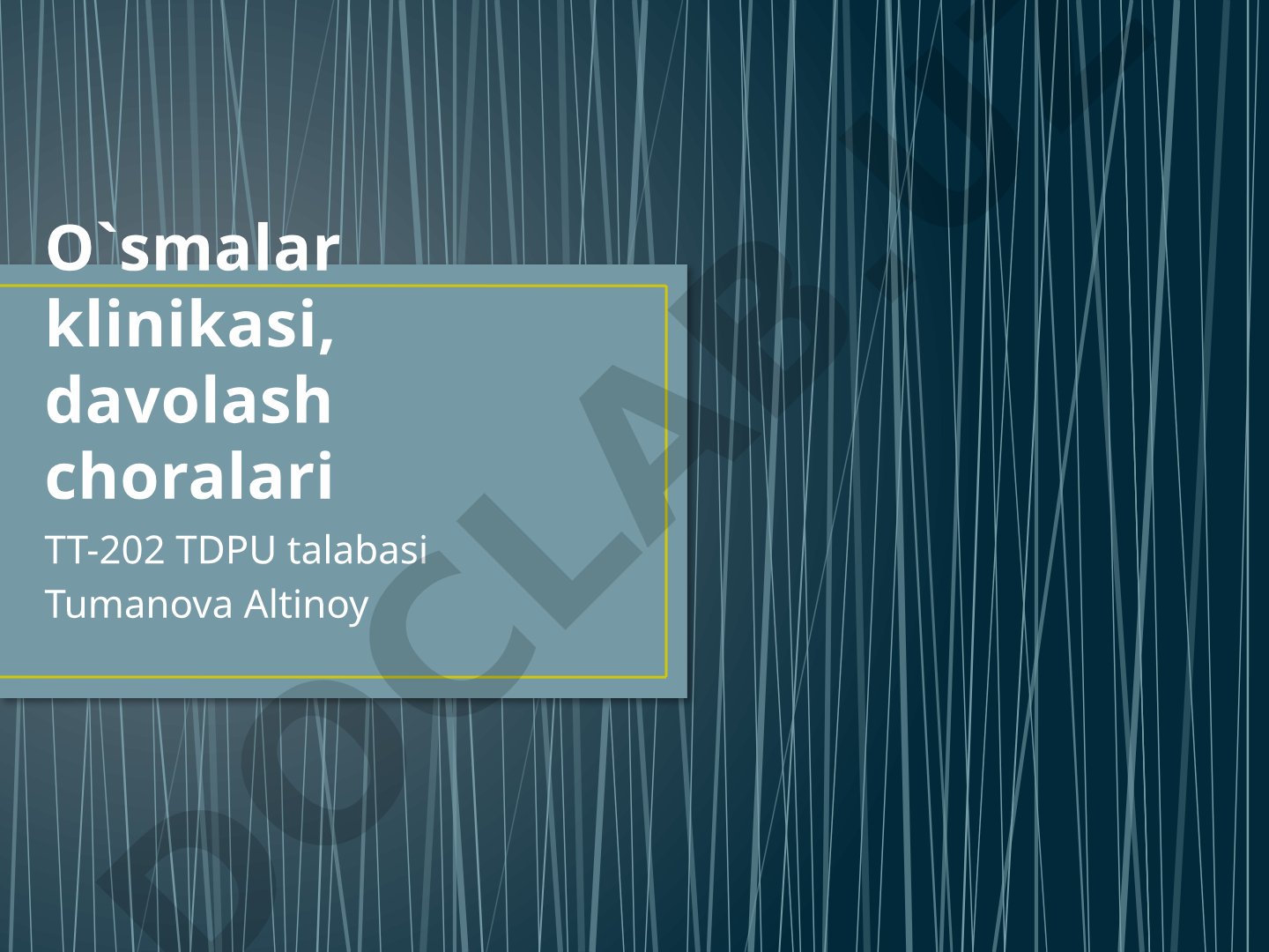 O'smalar klinikasi, davolash choralari